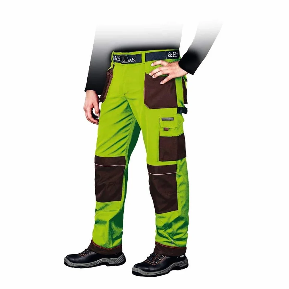Leber & Hollman Męskie spodnie robocze LH-FMN-T B, 65% poliester, 35% bawełna 270 g/m2, spodnie robocze z kieszeniami na ochraniacze na kolana, 9 wielofunkcyjnych kieszeni + szlufka i haczyk na