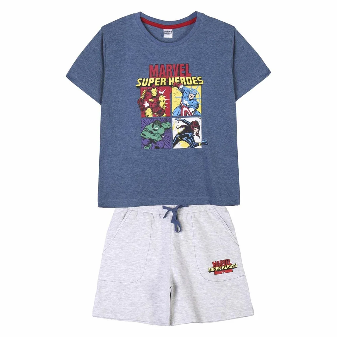 CERDÁ LIFE'S LITTLE MOMENTS Zestaw dla chłopców Superbohaterowie (zestaw szortów + T-shirtów), odzież dziecięca, 100% bawełna, kostium Marvel dla dzieci, ciemnoniebieski, normalny, granatowy, jeden