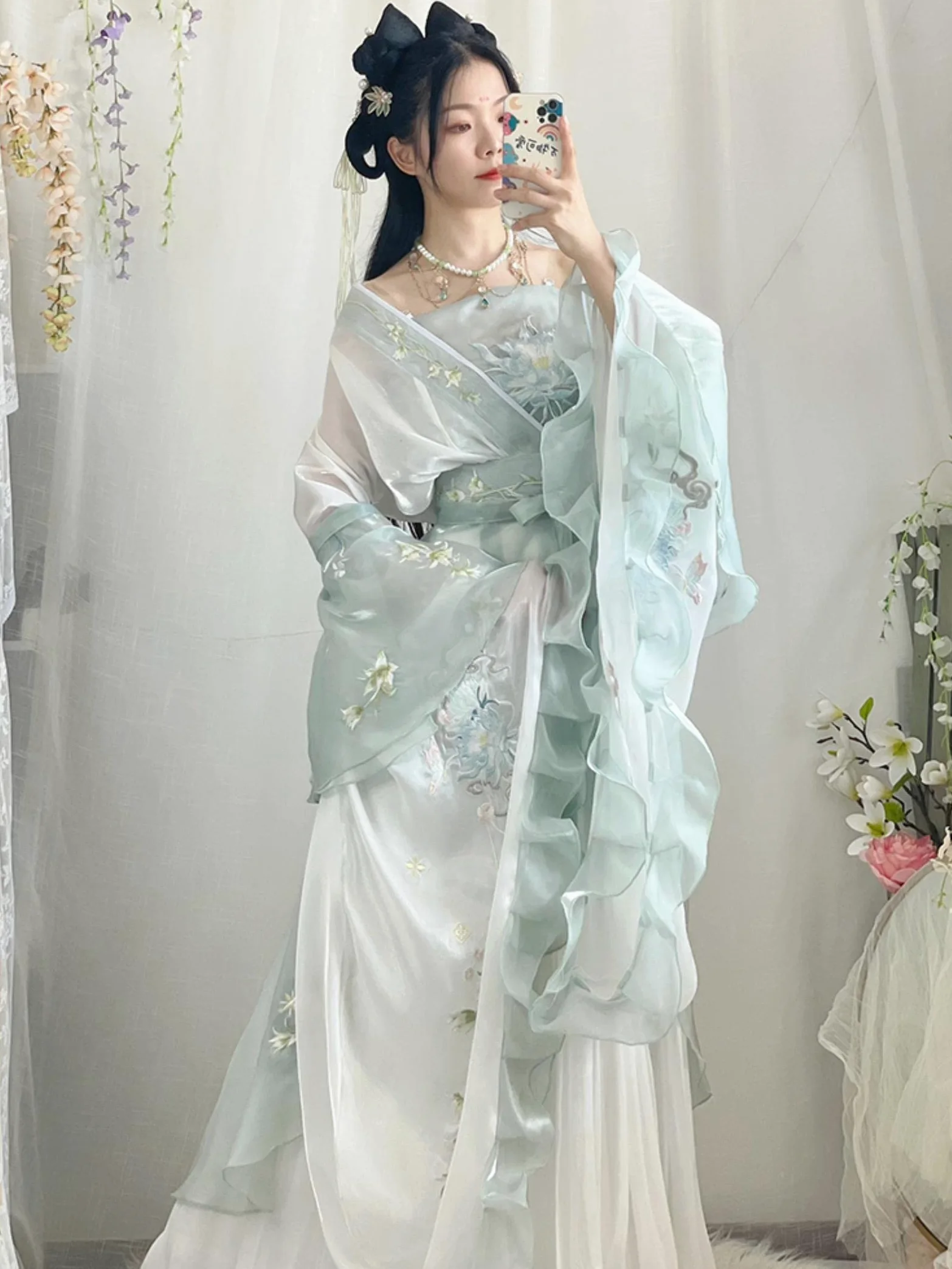 Chińska sukienka Hanfu dla kobiet starożytne tradycyjne haftowane zestawy Hanfu karnawał wróżka kostium cosplay zielona sukienka do tańca Hanfu