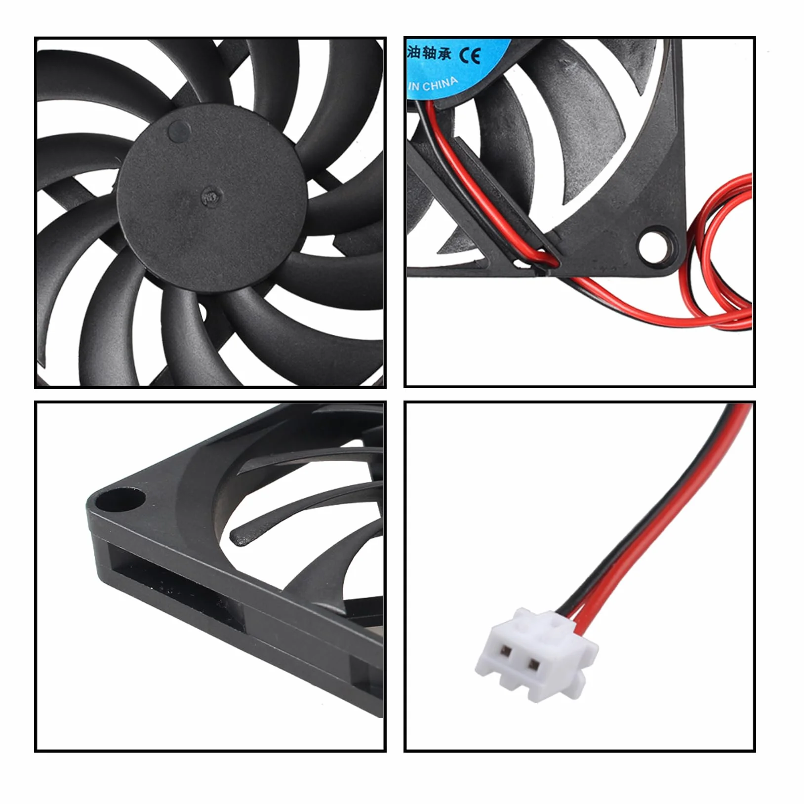 Jopto 8010 DC 24 V cichy wentylator chłodzący 80 x 80 x 10 mm system procesora komputerowego radiator bezszczotkowy wentylator z 2-pinowym złączem do drukarki 3D, obudów komputerowych, procesorów