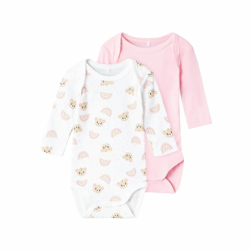 NAME IT Body z długim rękawem Niemowlęta - dziewczynki Nbfbody 2p Ls Orchidea Pink Teddy Noos