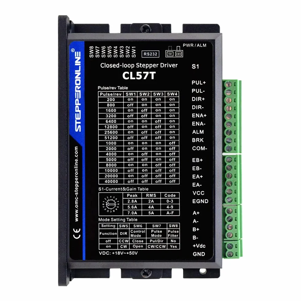 STEPPERONLINE 1-osiowy silnik krokowy z zamkniętą pętlą, zestaw 4,0 Nm 1000PPR Nema 24 silnik krokowy i silnik krokowy CL57T-V41 0-8,0A 24-48VDC do maszyny do grawerowania CNC