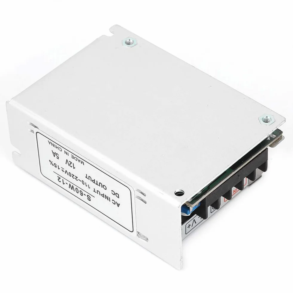 Zasilacz LED 12 V 5 A AC/DC przetwornik napięcia, regulowany uniwersalny zasilacz impulsowy 60 W do ekranu LED