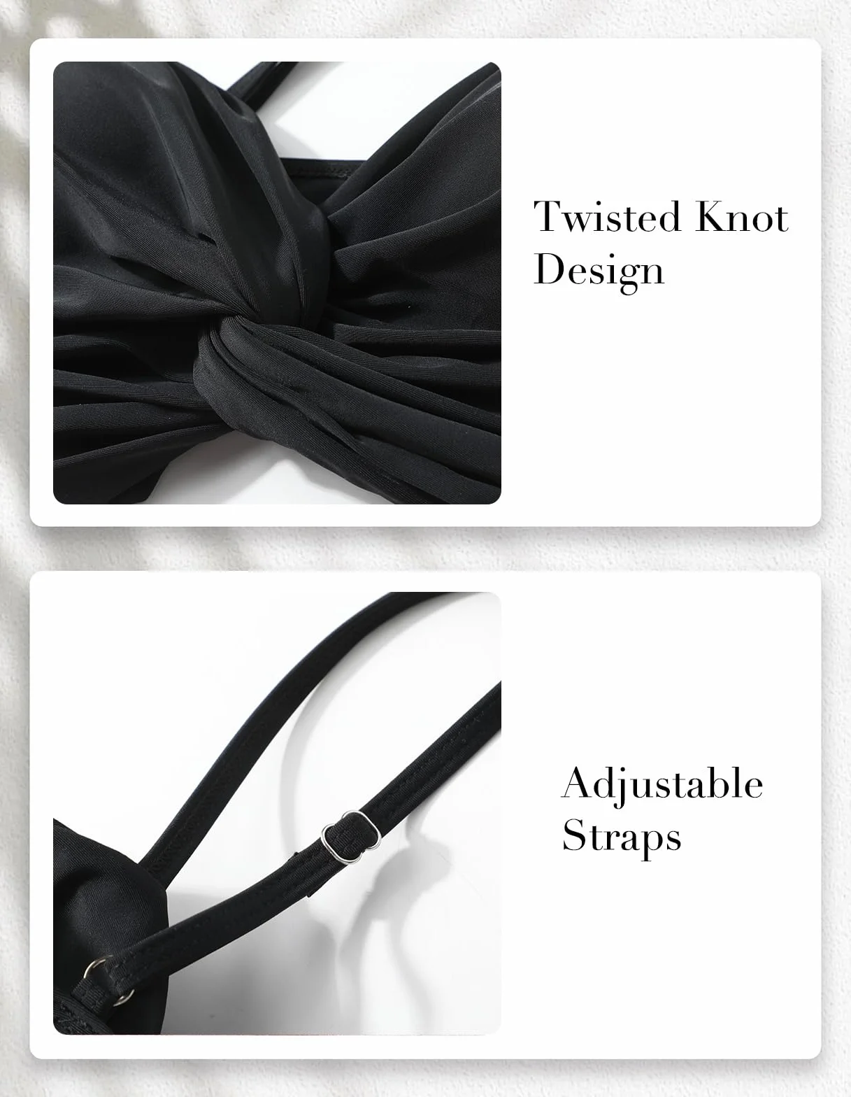 Adigaber Damski dwuczęściowy strój kąpielowy skręcony przód z wysokim stanem plus size zestaw bikini z dekoltem w serek elegancki