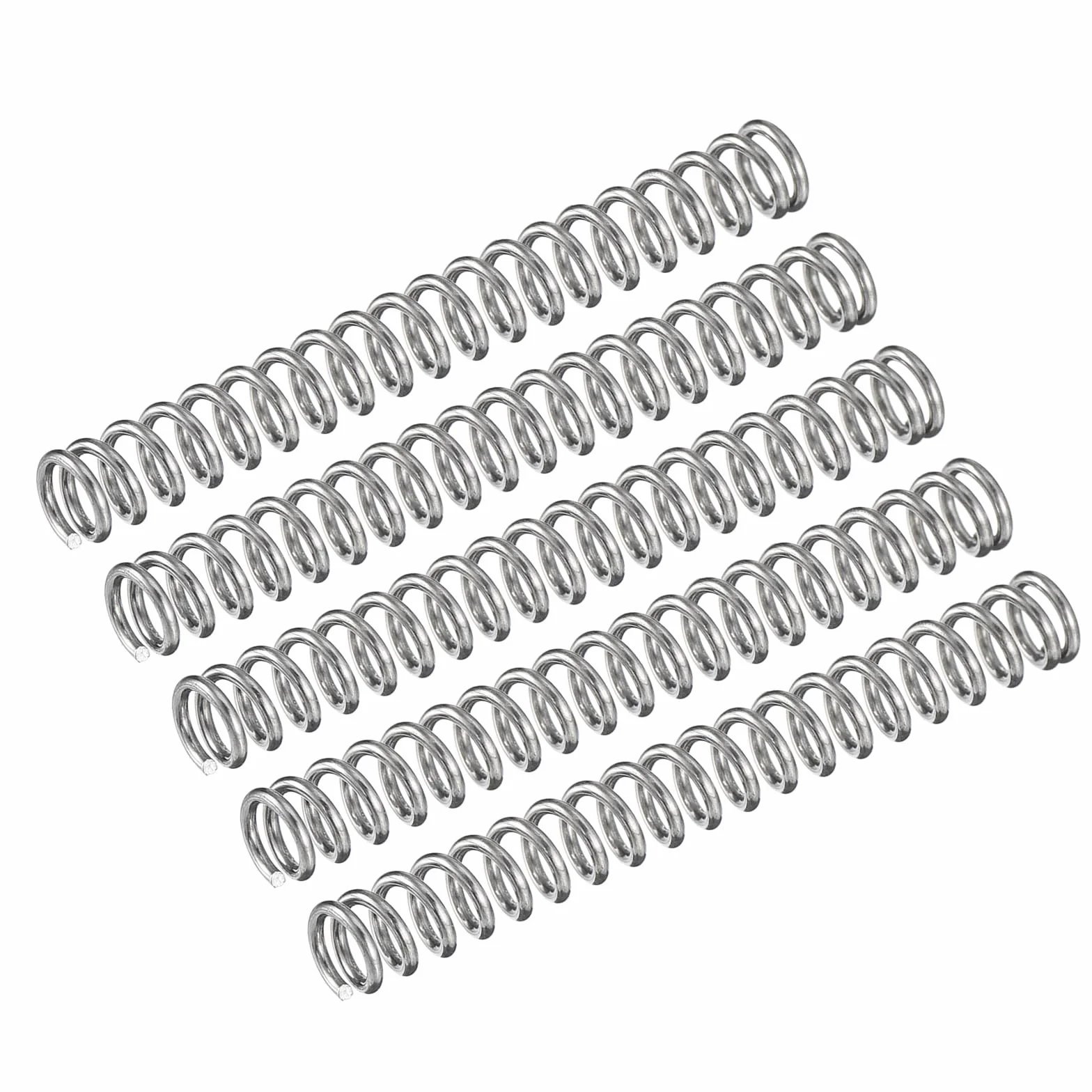 QUARKZMAN 5 szt. sprężyna dociskowa 304 stal szlachetna 5 mm AD 0,8 mm drut rozmiar 50 mm długość długość srebrny odcień