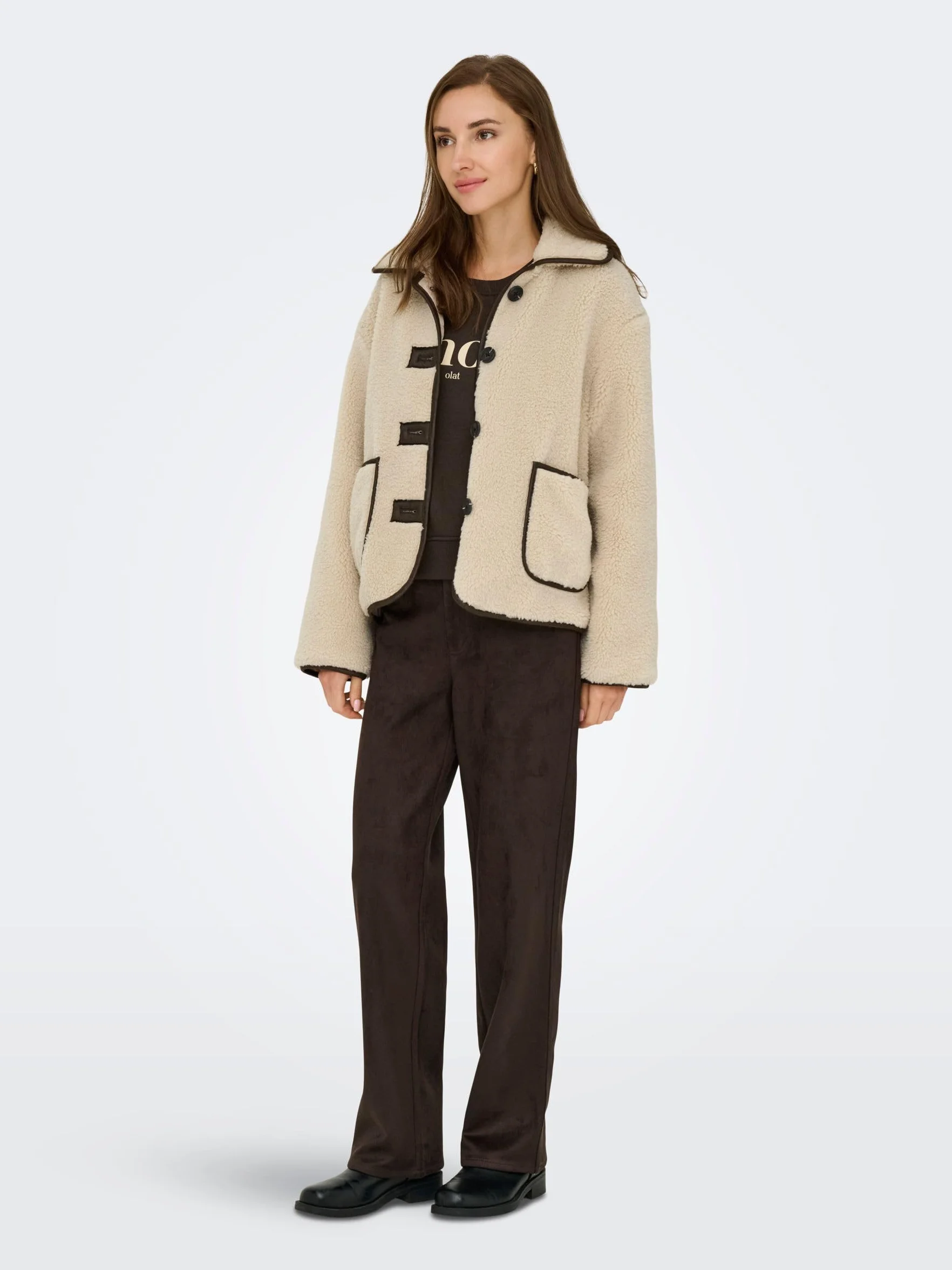 JdY Damska kurtka Jdynoella Life Teddy Jacket OTW Noos, Cement, x_s, Cement, S