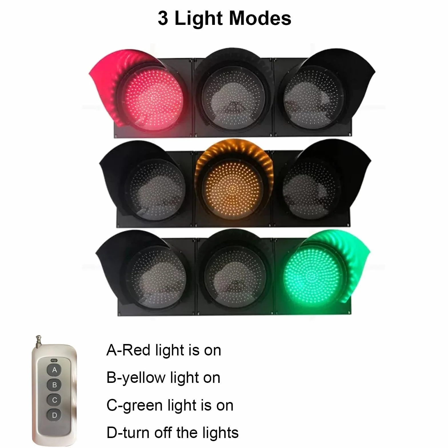 Sygnalizator świetlny LED 200 mm (8 cali), czerwone/żółte/zielone światło stopu ze zdalnym sterowaniem, przemysłowy sygnalizator świetlny drogowy(DC12V)