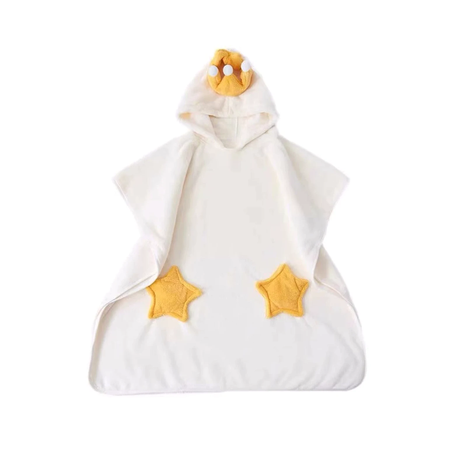 Szlafrok Ręcznik Kąpielowy Z Kapturem Dla Malucha Ultra Miękki Ręcznik, Bawełniany Polar Z Mikrofibry Poncho Z Kapturem Coverup Kids Boys Girls 3-7Years (Color : White, Size : 3-7 Years)