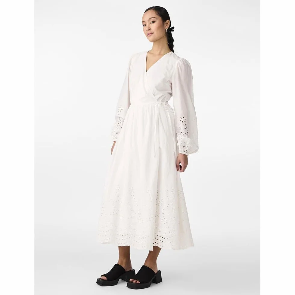 Y.A.S Yasluma Ls Long Wrap Dress S. Noos, Star White, S