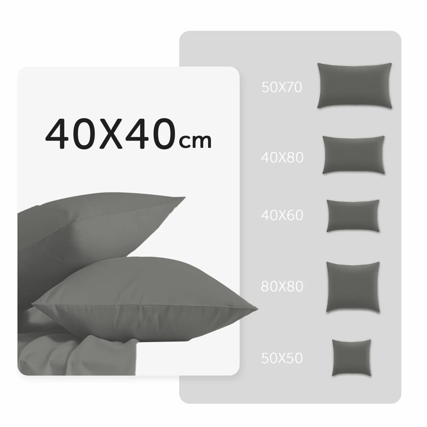 Poszewka Na Poduszkę 40 × 40 Zestaw 2 szt. – Poszewka Na Poduszkę 40 × 40 Gris Z Zamkiem Błyskawicznym 100 % Mikrofibra, Miękka, Oddychająca I Nadająca Się Do Prania