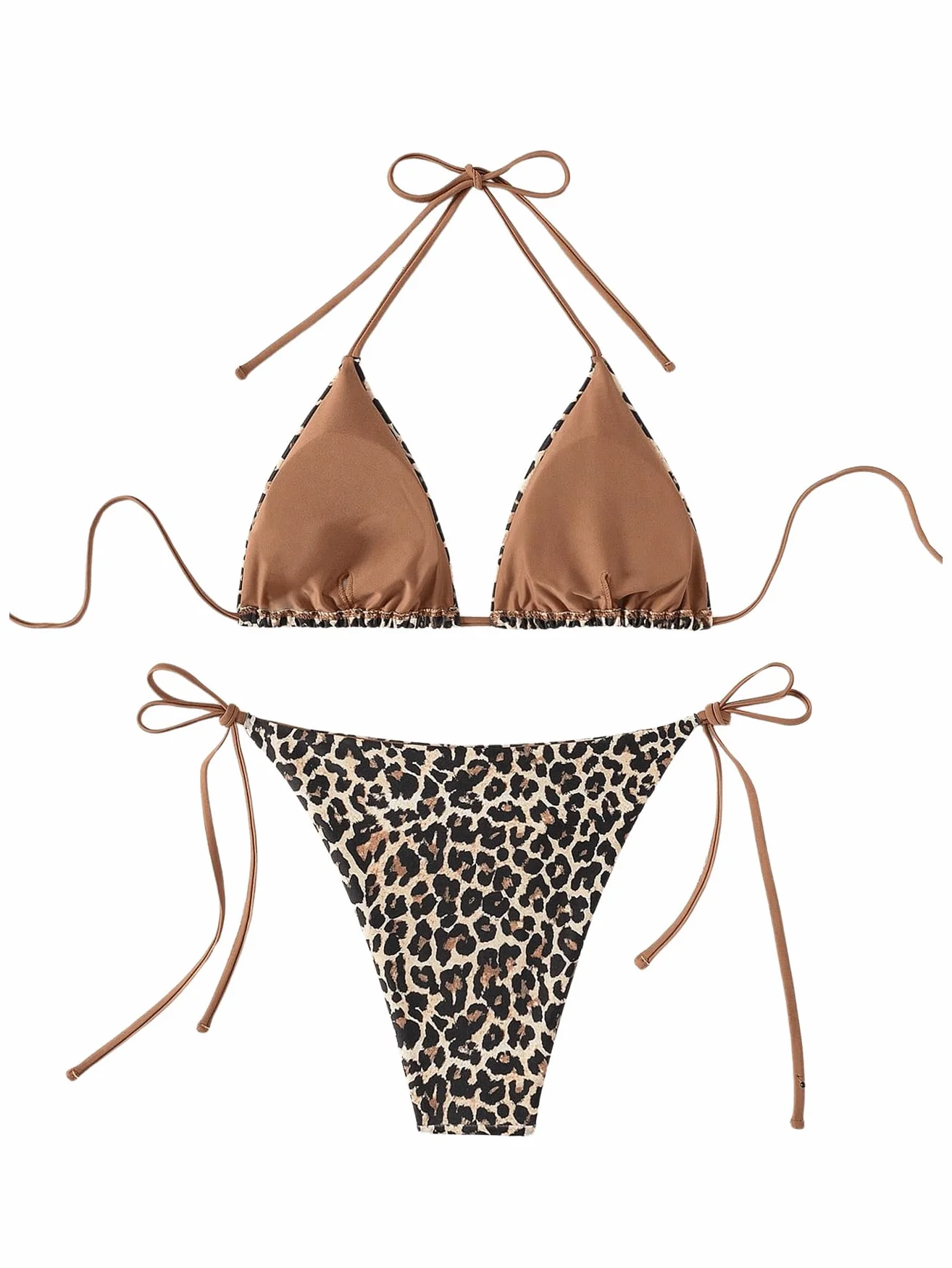 GORGLITTER Zestaw bikini damskie, seksowne stringi trójkątne bikini leo, wiązane na szyi, bikini, lato, plaża, bikini, dwuczęściowy strój kąpielowy, moda kąpielowa