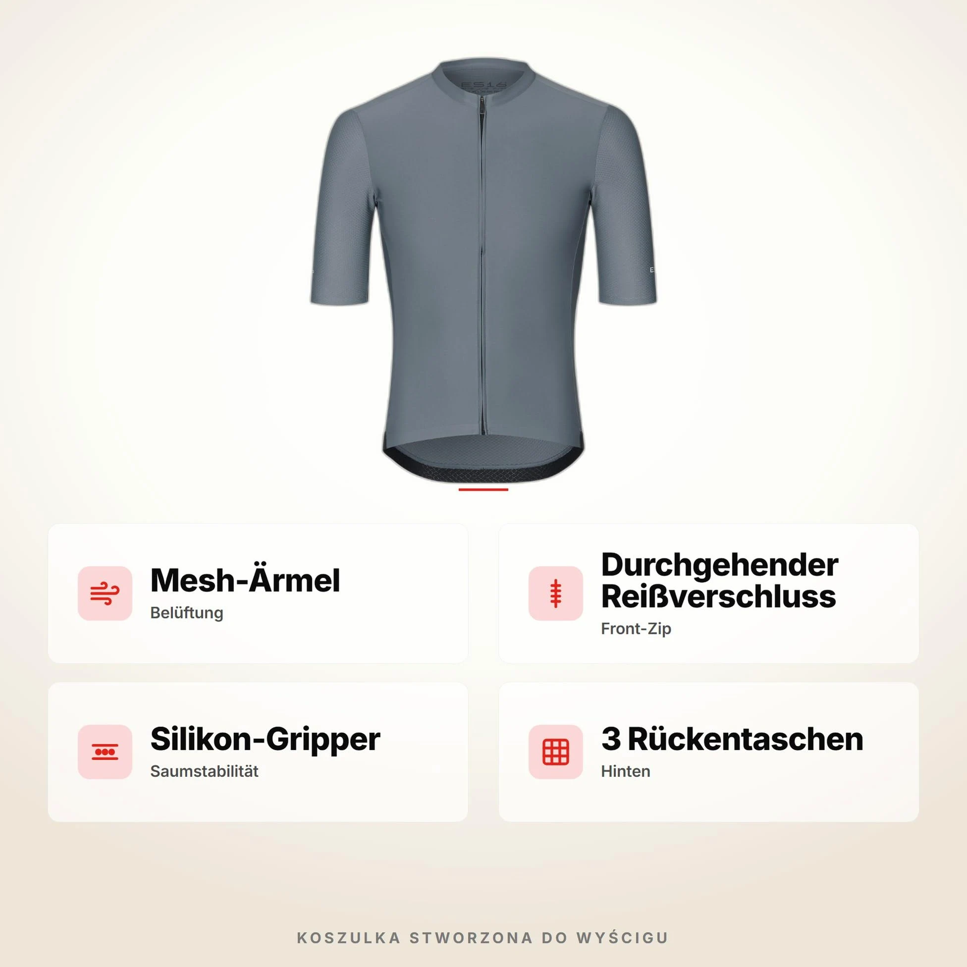 Koszulka Kolarska Męska | Premium Cycling Jersey z Rękawami Mesh, Krojem Race-Fit i Zamkiem – Oddychający Poliester na Rower Szosowy i Triatlon