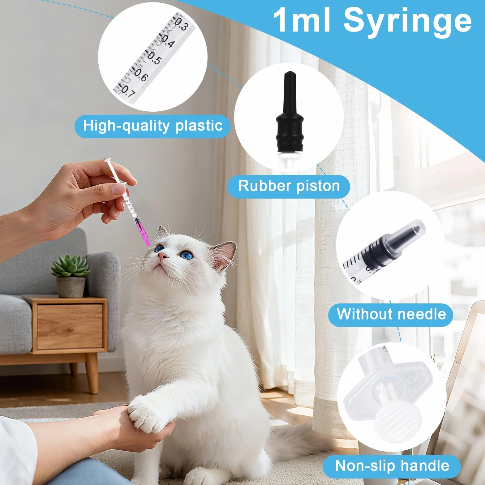 Strzykawka z siarą 1 ml, tworzywo sztuczne z nasadkami: 80 sztuk, 1 ml, strzykawka bez igły, strzykawka 1 ml do uzupełniania i pomiaru płynów, karmienia zwierząt, nawadniania roślin i laboratoriów