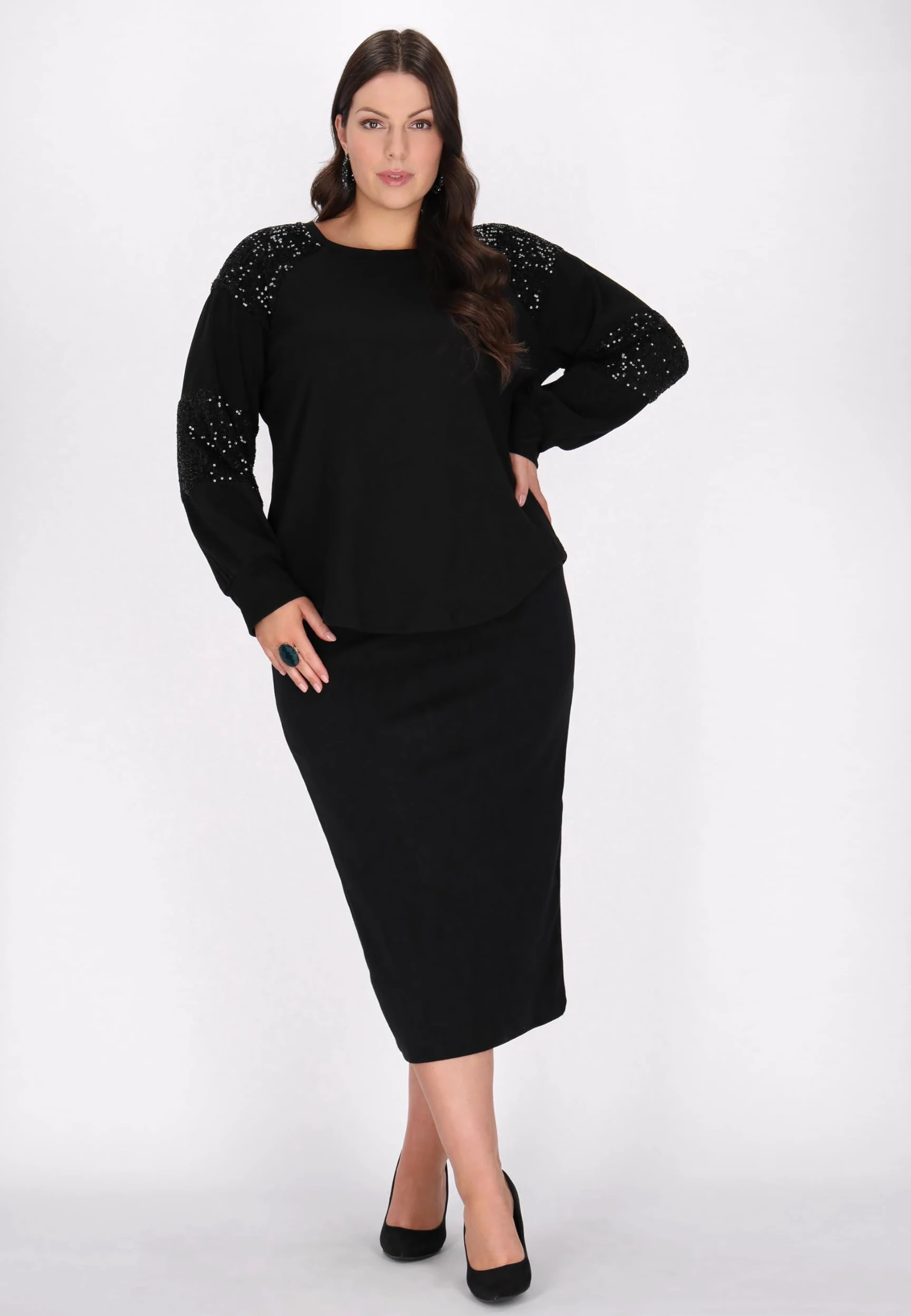 faina Damska bluzka plus size, czarna