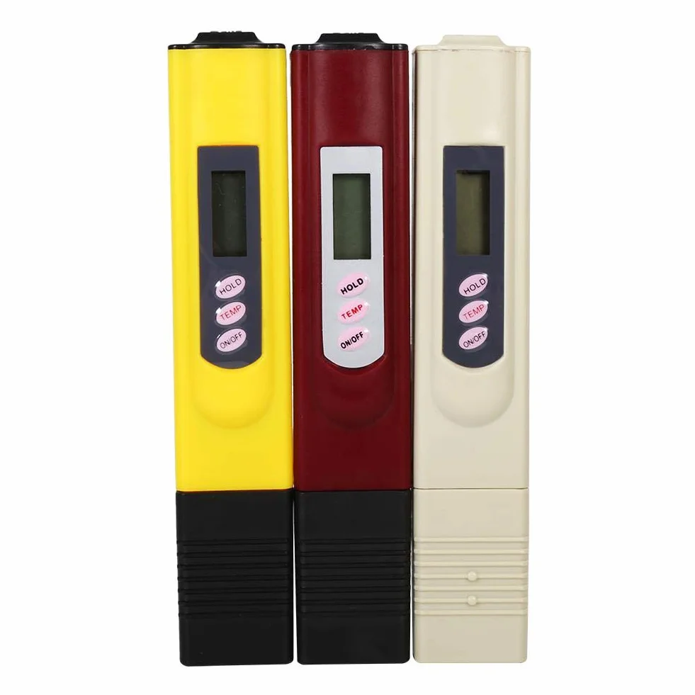 Detektor jakości wody cyfrowy LCD miernik TDS 0-9999 PPM tester pH i temperatury przenośny analizator minerałów pióro testowe (czerwony)