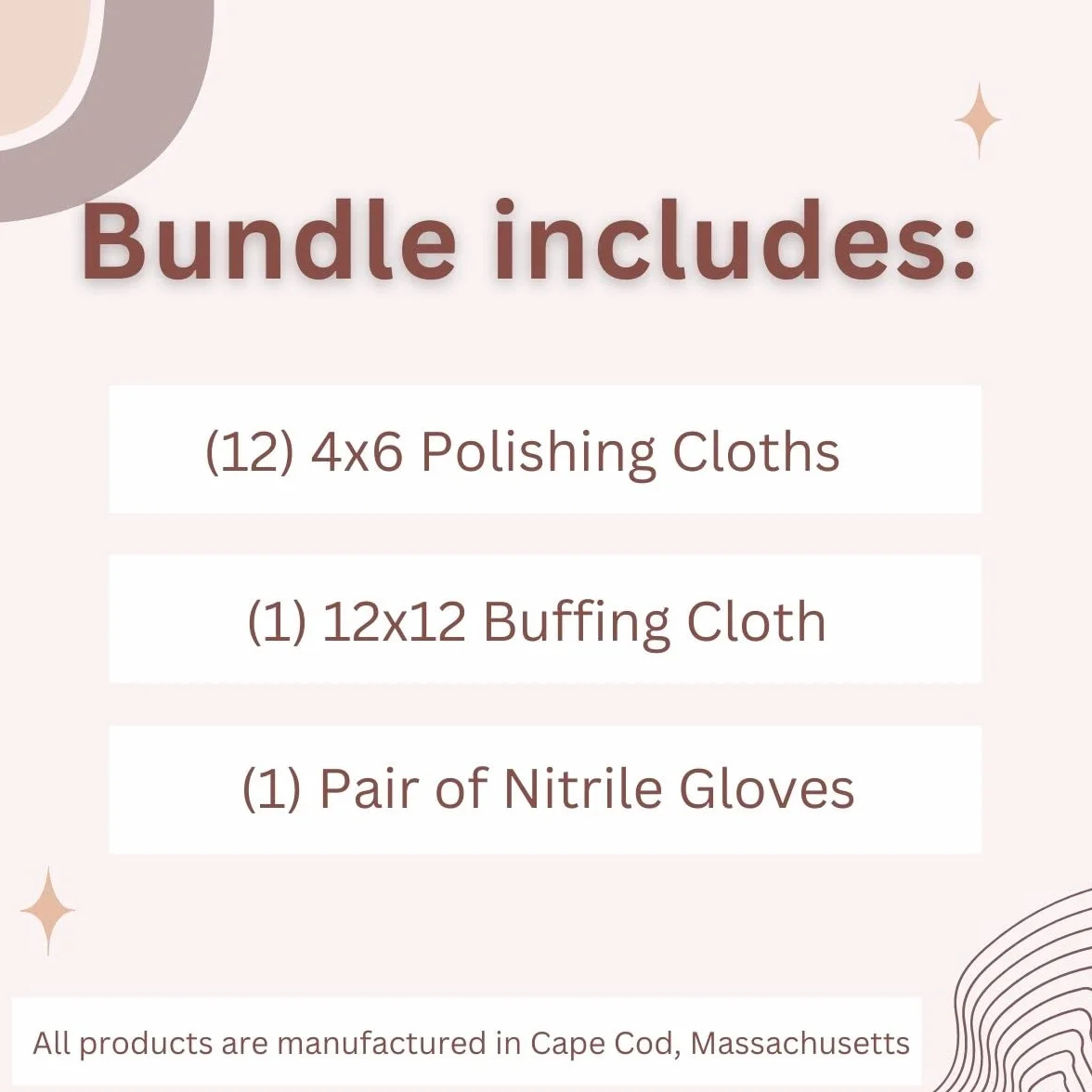 Cape Cod Economy Tin Metal Polish 8828 4 x 6 12 x 12 Polishing Cloth Nitrile Gloves