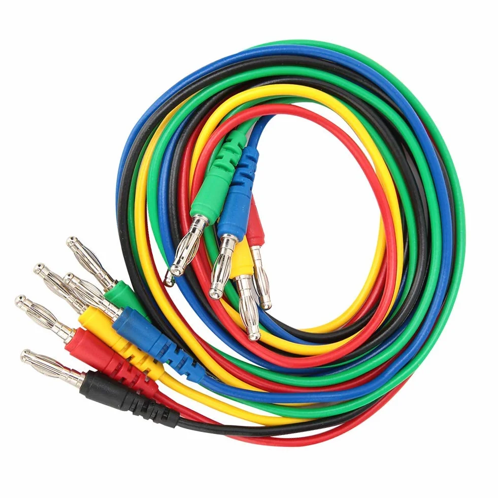 5 Sztuk Multimetr Przewód Testowy Przewód Bananowy Przewody Sondy P1043 4mm Kolorowe Plastikowe Wtyk Bananowy Linia Testowa z Męskiego na Męskie Formowana Wtryskowo Izolacja Chroń dla Multimetru