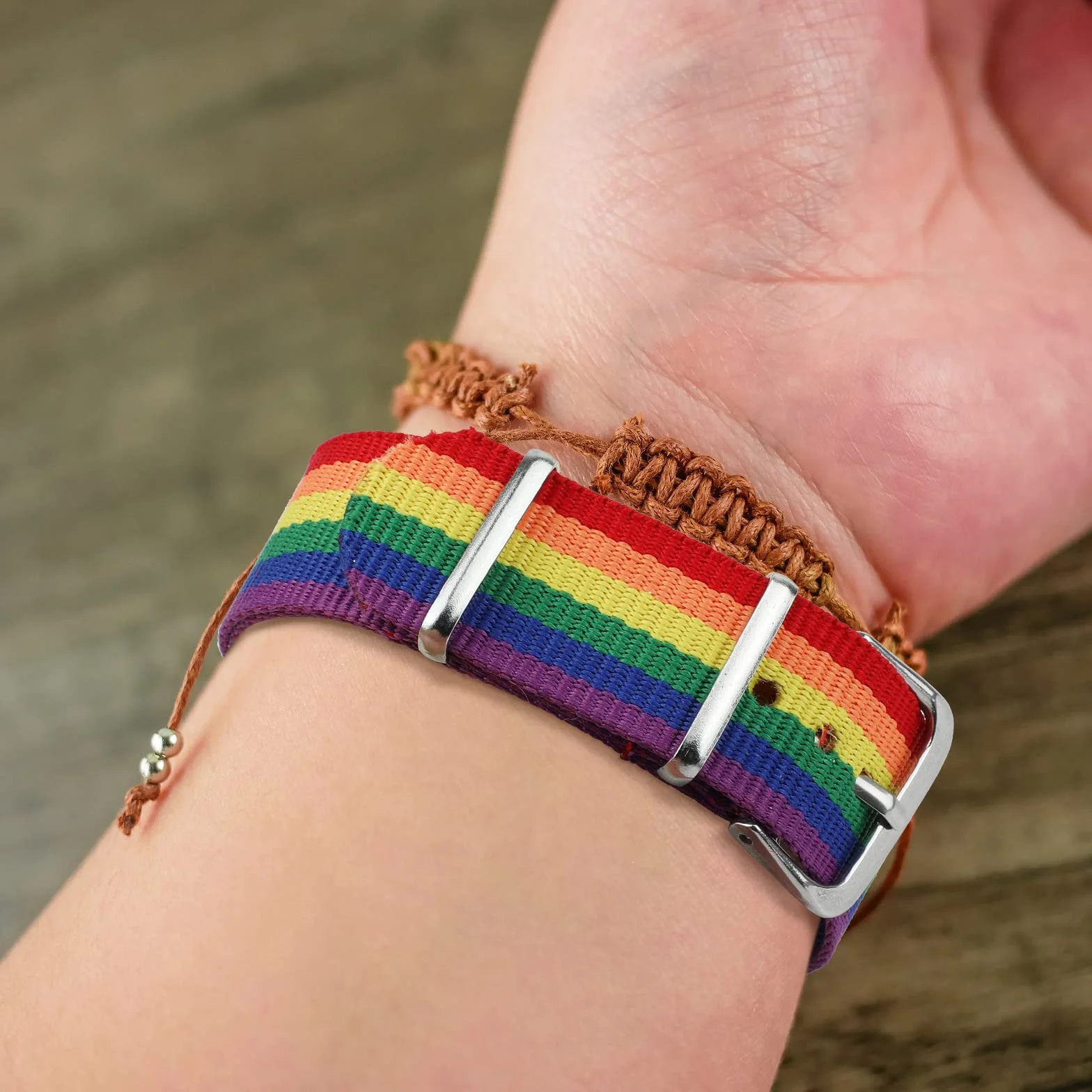 MWOOT 10 sztuk LGBT Gay Pride bransoletki, tęczowe bransoletki, regulowana opaska przyjaźń akcesoria, miesiąc dumy, kolorowa bransoletka unisex, 25 cm, nylon, 25 cm, Nylon