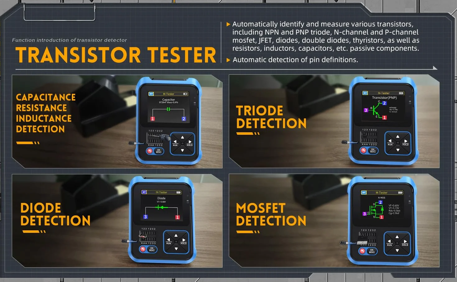 DollaTek DSO TC3 oscyloskop cyfrowy, 3 w 1, r?czny oscyloskop, tester tranzystorowy, stó? LCR do testów pojemno?ci i oporu z kolorowym ekranem HD 2,4 cala, wyj?cie prostok?tne PWM