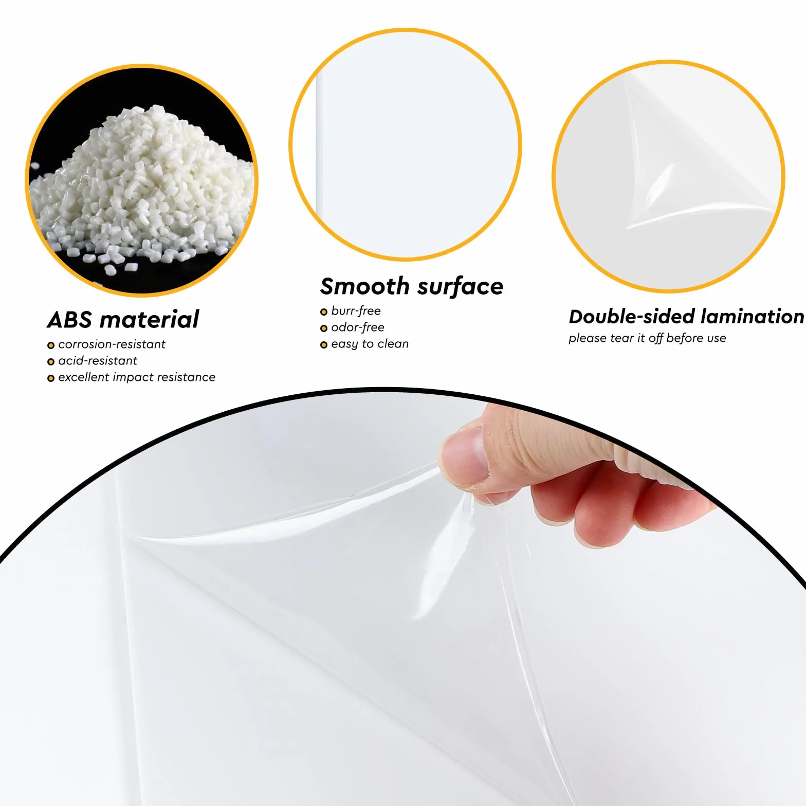 SWAWIS 2 arkusze ABS białe 30 x 20 cm grubość 3 mm twarda plastikowa płyta z folią ochronną, do samodzielnego wykonania dekoracji cięcia laserowego modelarstwa