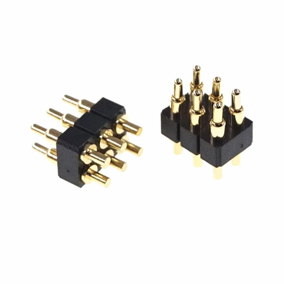 2PCS Złącze Pinowe Z Obciążeniem Sprężynowym Pogo 6-Pozycja 2×3 Pitch 2.54 Siatka Podwójny Rzęd 7.0MM Wysokość Przez Otwory PCB DIP