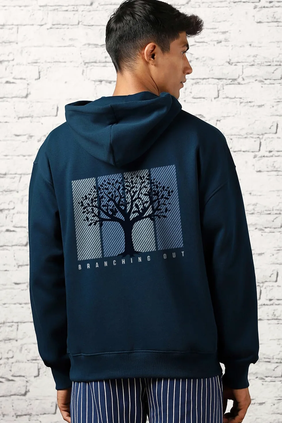 NOBERO Bluza męska z kapturem oversize z nadrukiem graficznym, bawełniany polar, długie rękawy, bluza z kapturem dla mężczyzn
