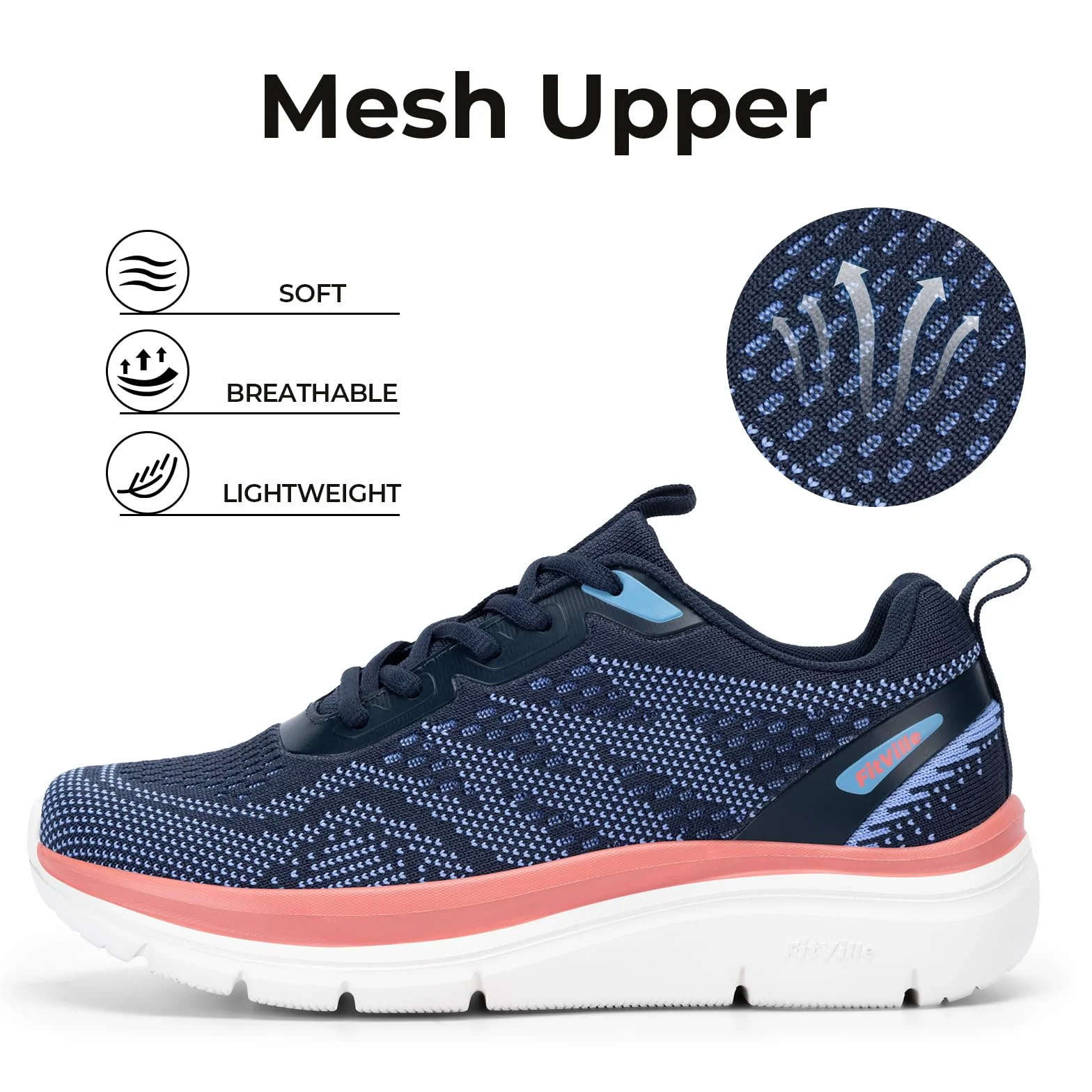 Fitville Szerokie Buty Do Biegania Damskie Buty Do Chodzenia Amortyzujące Oddychające Lekkie Buty Sportowe Outdoor Fitness Jogging Shoes Antypoślizgowe Trenerki