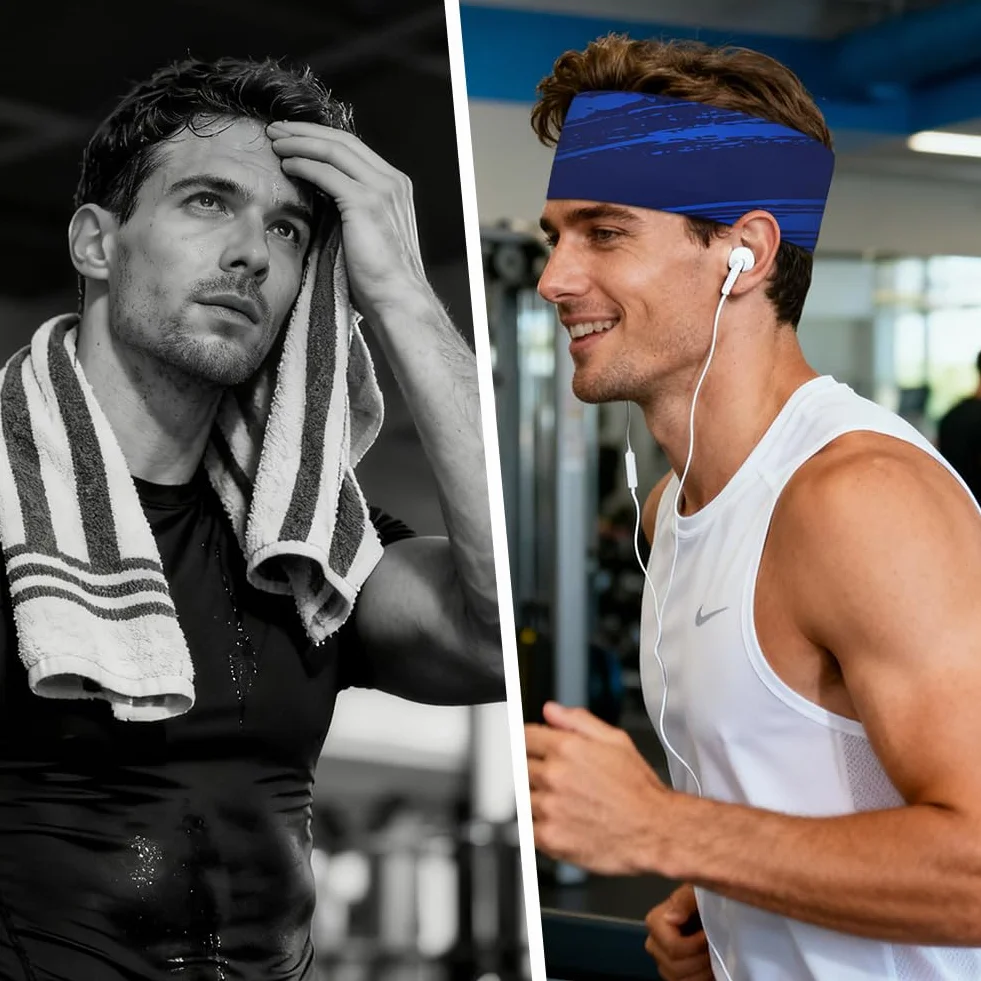 AUYAO Sportowa opaska do włosów, opaska na głowę, unisex sportowa opaska do włosów, miękka szybkoschnąca, oddychająca i wygodna, bieganie, siłownia