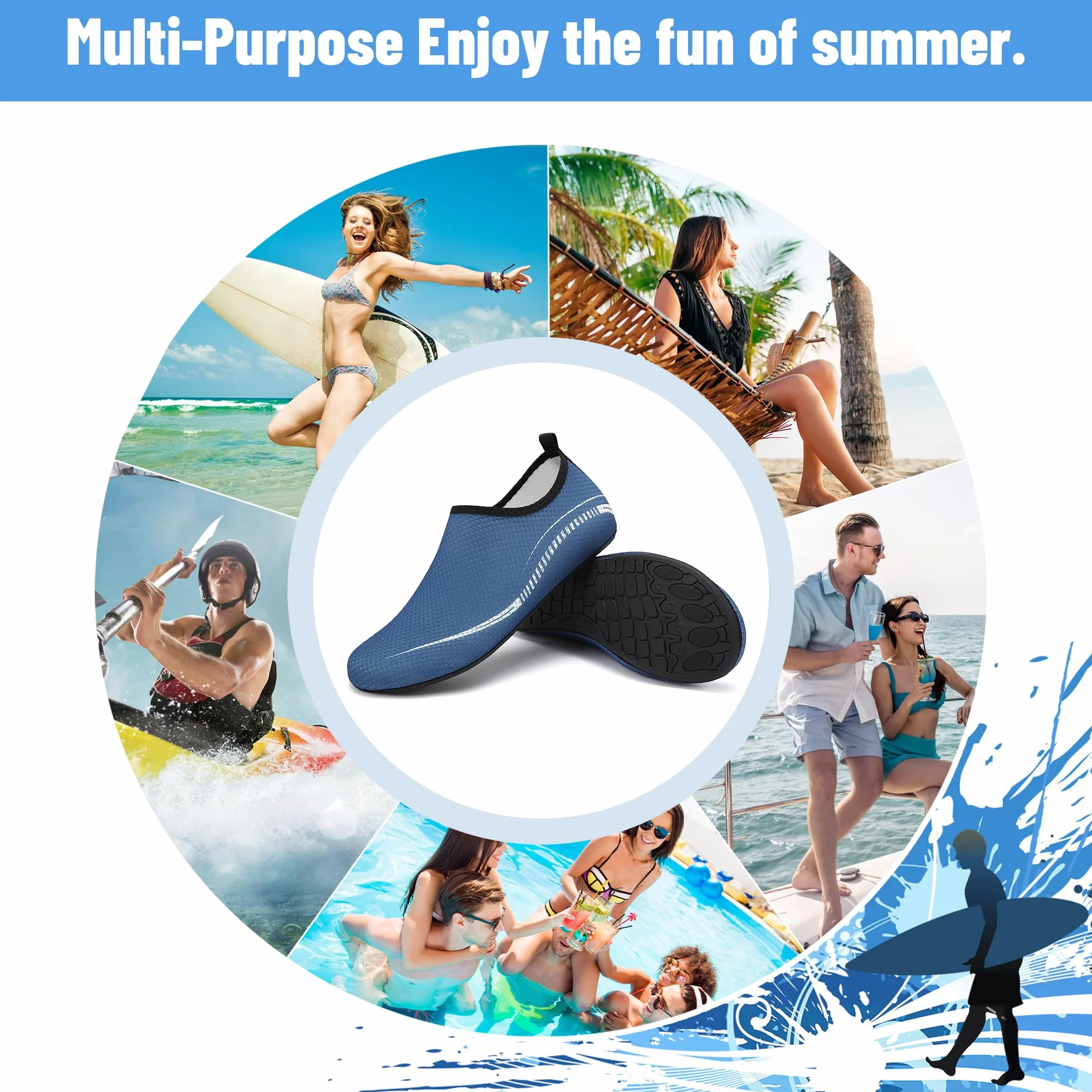 Buty do Wody Water Shoes Buty do SportóW Wodnych Lekkie Buty do PłYwania Buty PlażOwe Buty do Jogi Buty do Surfowania dla Kobiet I MężCzyzn. Niebieski, 37EU