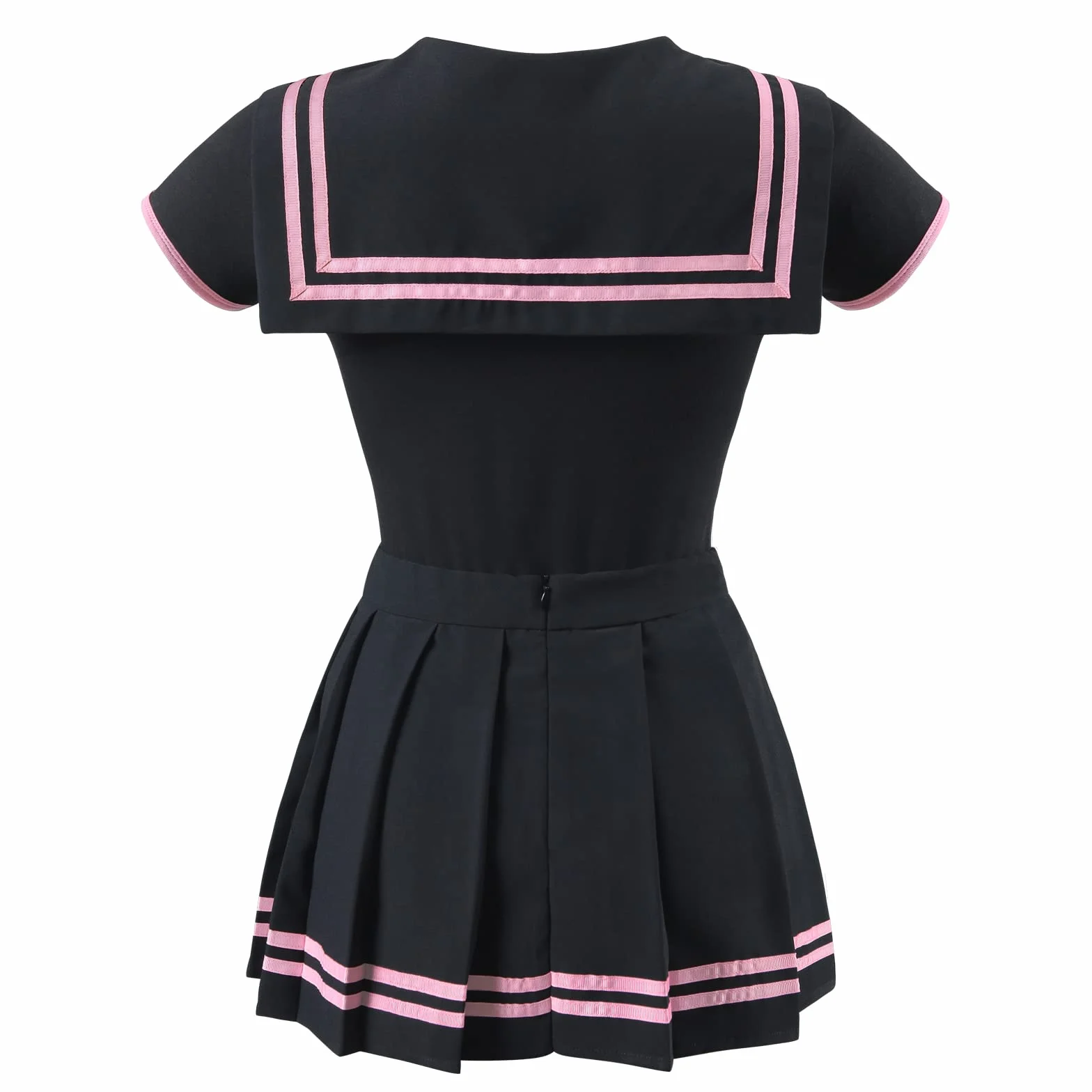 LittleForBig Bawełniany Romper Onesie Piżama Bodysuit - Klasyczny japoński komplet spódniczki dla dziewczynek pełna czerń M
