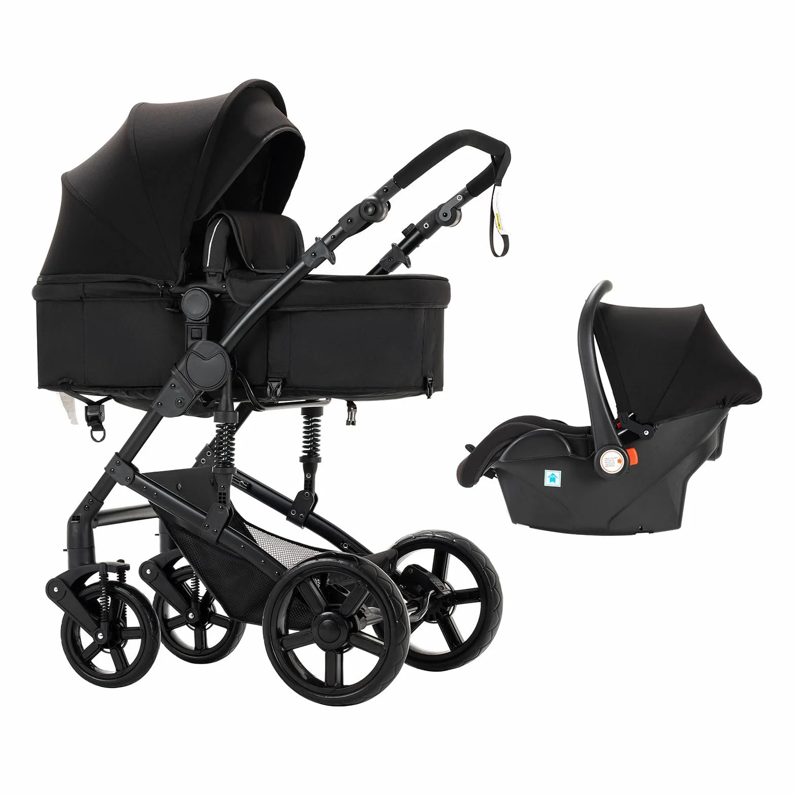 wózek Reborn dziecięcy 3 w 1, kompletny zestaw z ramą ze stopu aluminium i dwoma odwracalnymi trybami przesuwania
