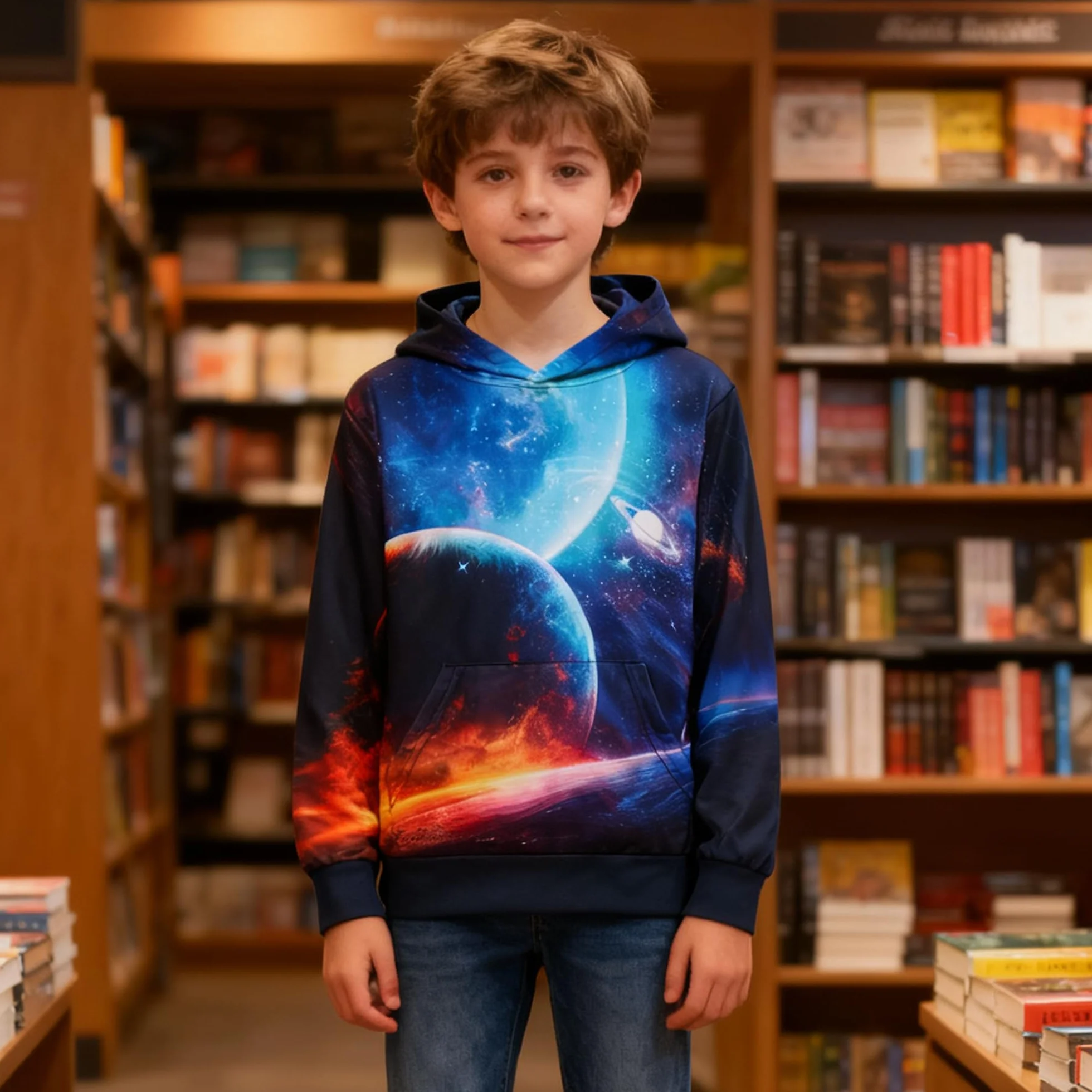 Kids4ever Dziecięca bluza z kapturem 3D, zabawny nadruk, sweter z kapturem, długi rękaw, bluza z kapturem, dla chłopców i dziewczynek, z kieszenią, wiek 6-16 lat