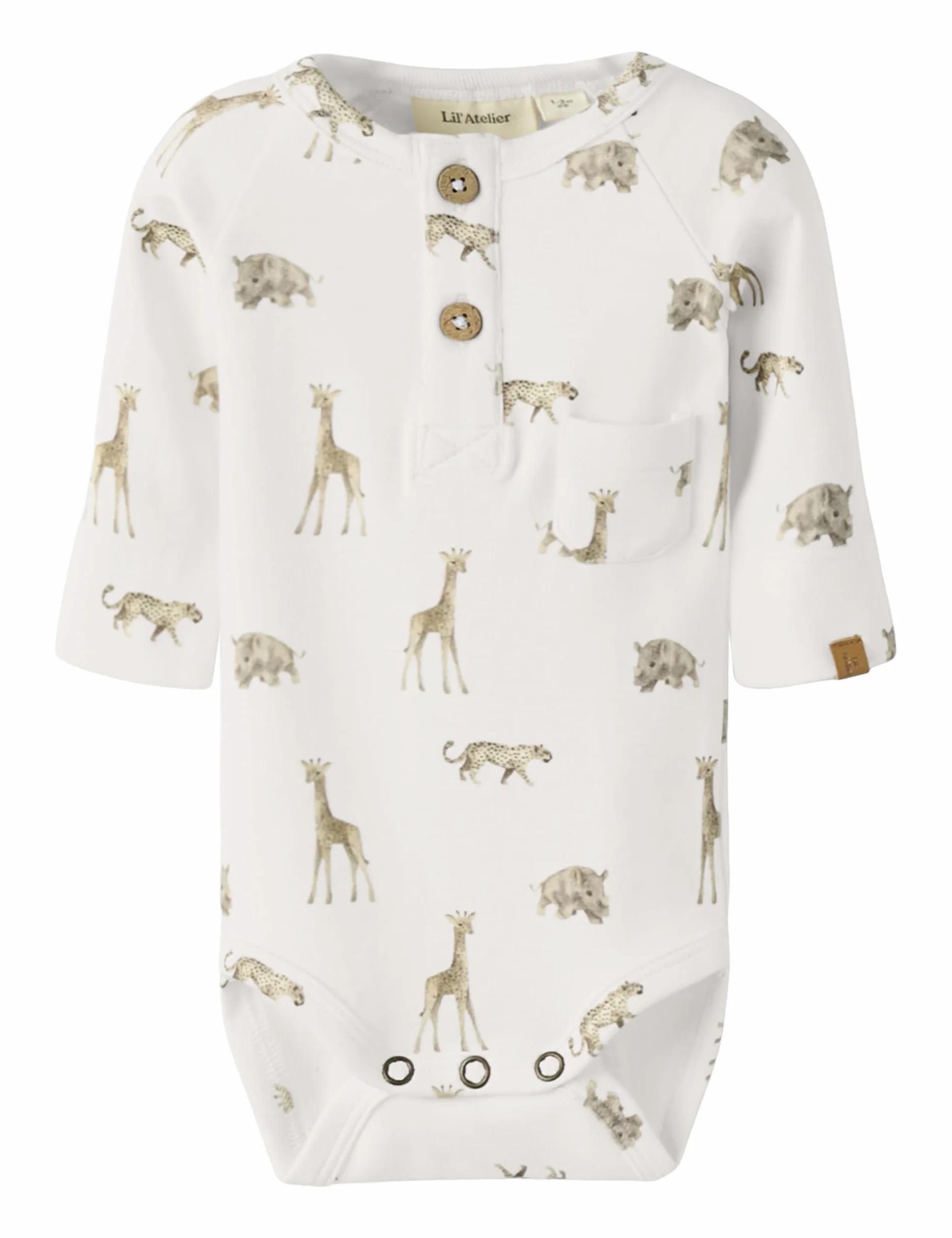 Lil' atelier baby Męskie body Elm Ls Slim Body Coconut Milk Numeric 80