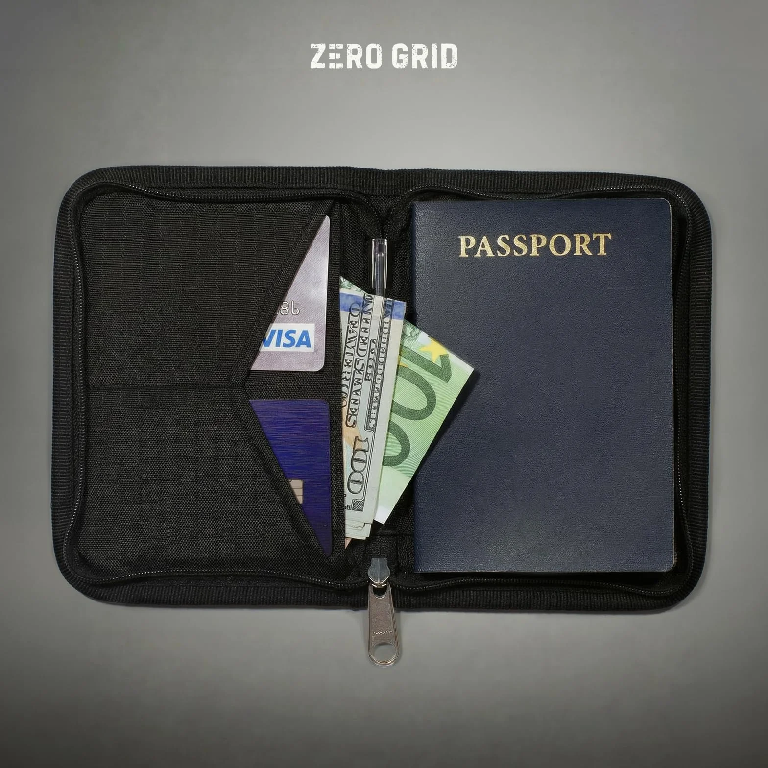 Portfel paszportowy Zero Grid z blokadą RFID, czarny
