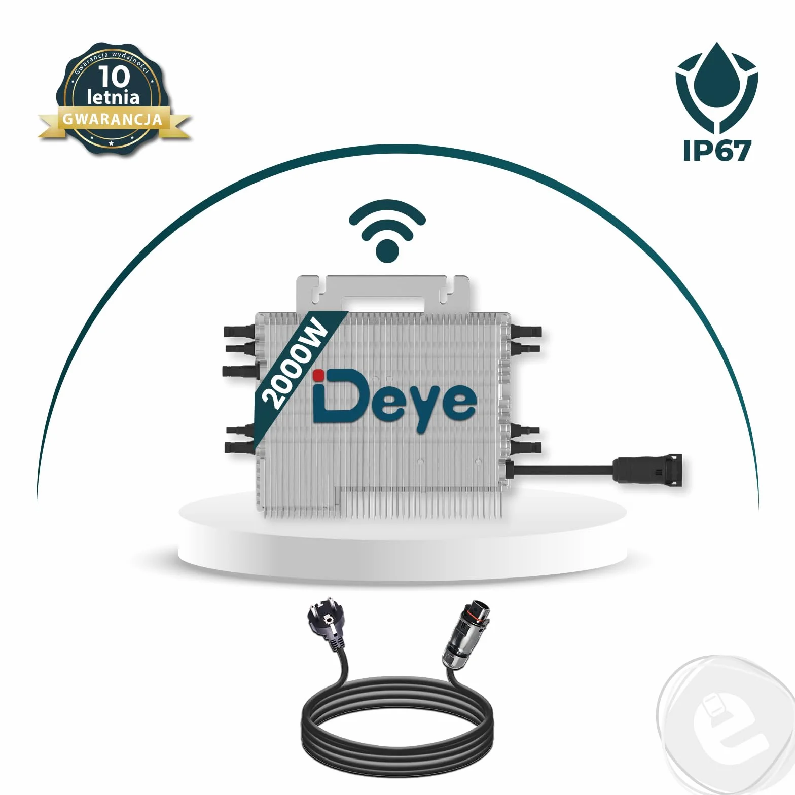 Mikroinwerter Deye 2000W SUN-M200G4-EU-Q0 Falownik WIFI Inwerter FOTOWOLTAICZNY WIFI 4x MPPT do elektrowni balkonowej PV z Kable wtyczka schuko – Falownik dla Fotowoltaika