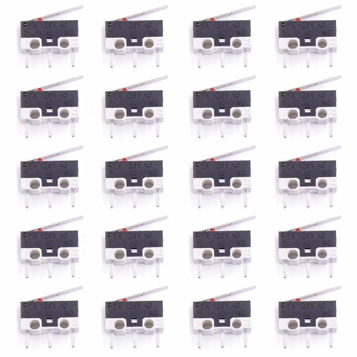 20PACK mikroprzełącznik AC 1A 125V 3Pin SPDT NO + NC dźwignia zawiasowa Momentary Push Button mikro-wyłącznik krańcowy do Arduino