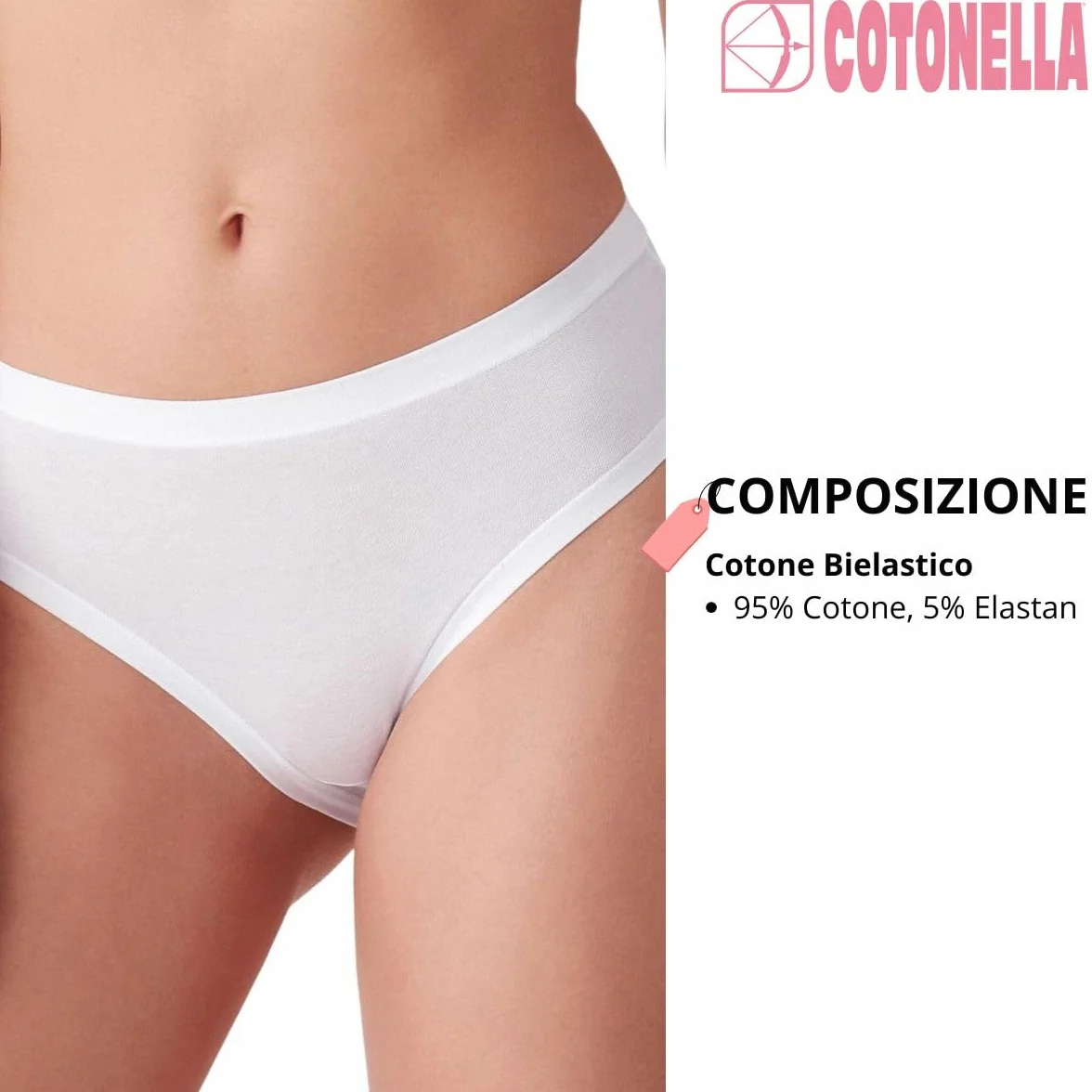 Cotonella Damskie figi Midi z bardzo wygodnymi krawędziami, bielastyczna bawełna, białe, czarne i kolorowe wzory, rozmiary 2/S - 6/XXL, 3 sztuki w opakowaniu