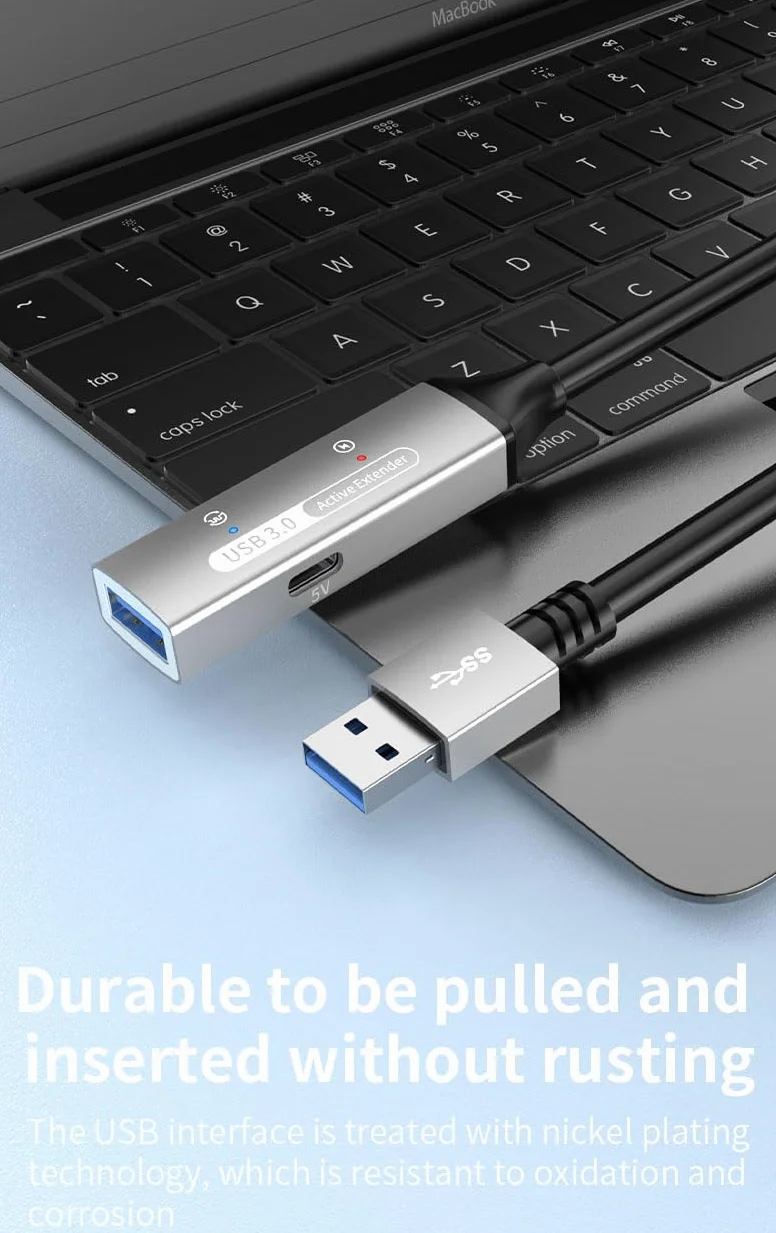 PREMIUMCORD Aktywny Przedłużacz USB z Repeaterem 20m, Złącze Żeńskie Typu A do Męskiego, USB 3.2 Gen 1 SuperSpeed 5Gbit/s, 2x Ekranowany, Obudowa Aluminiowa, Czarny, Długość 20m