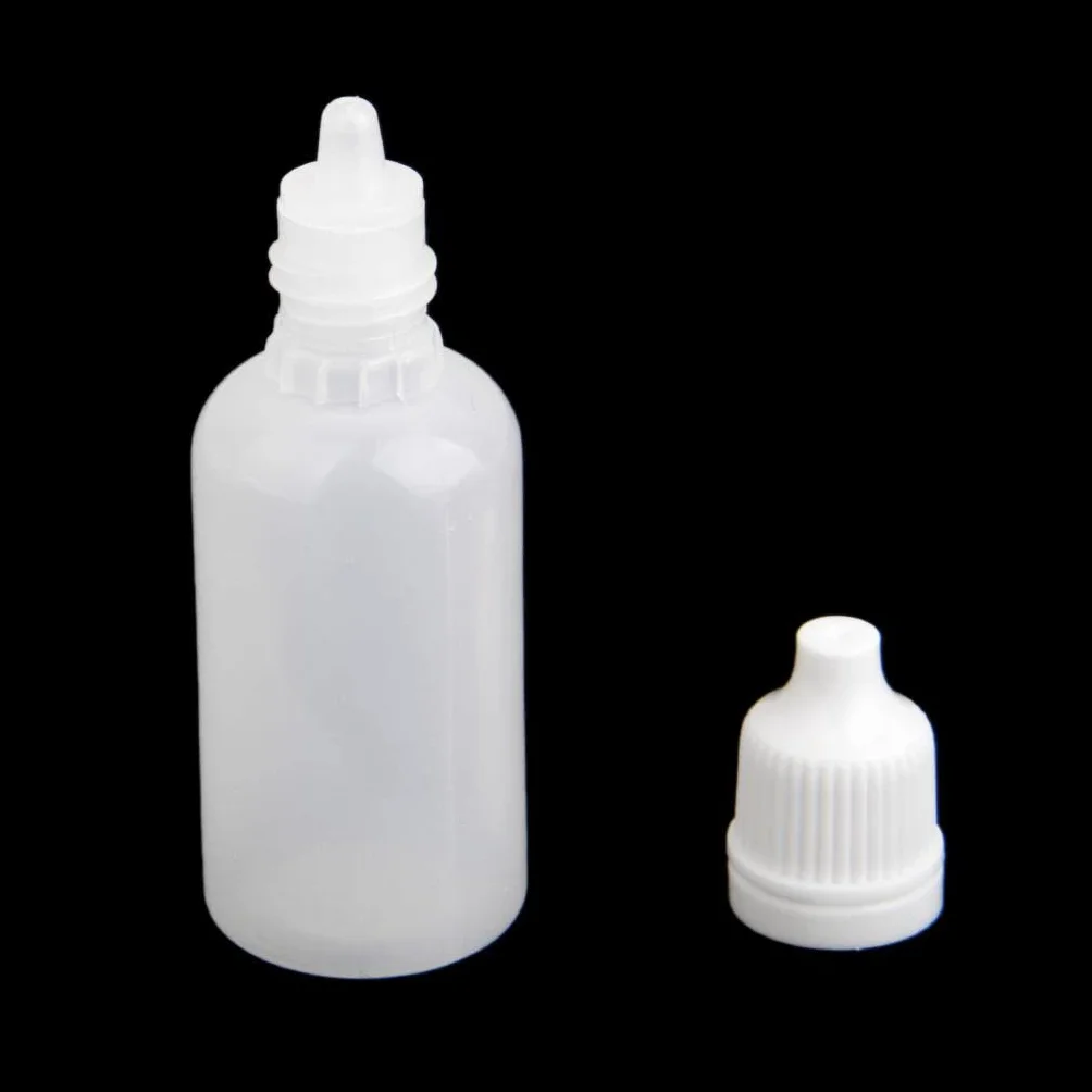 Butelka z zakraplaczem, 20 ml, opakowanie 10 sztuk, biały LDPE, dozownik na płyny, krople do oczu, oleje