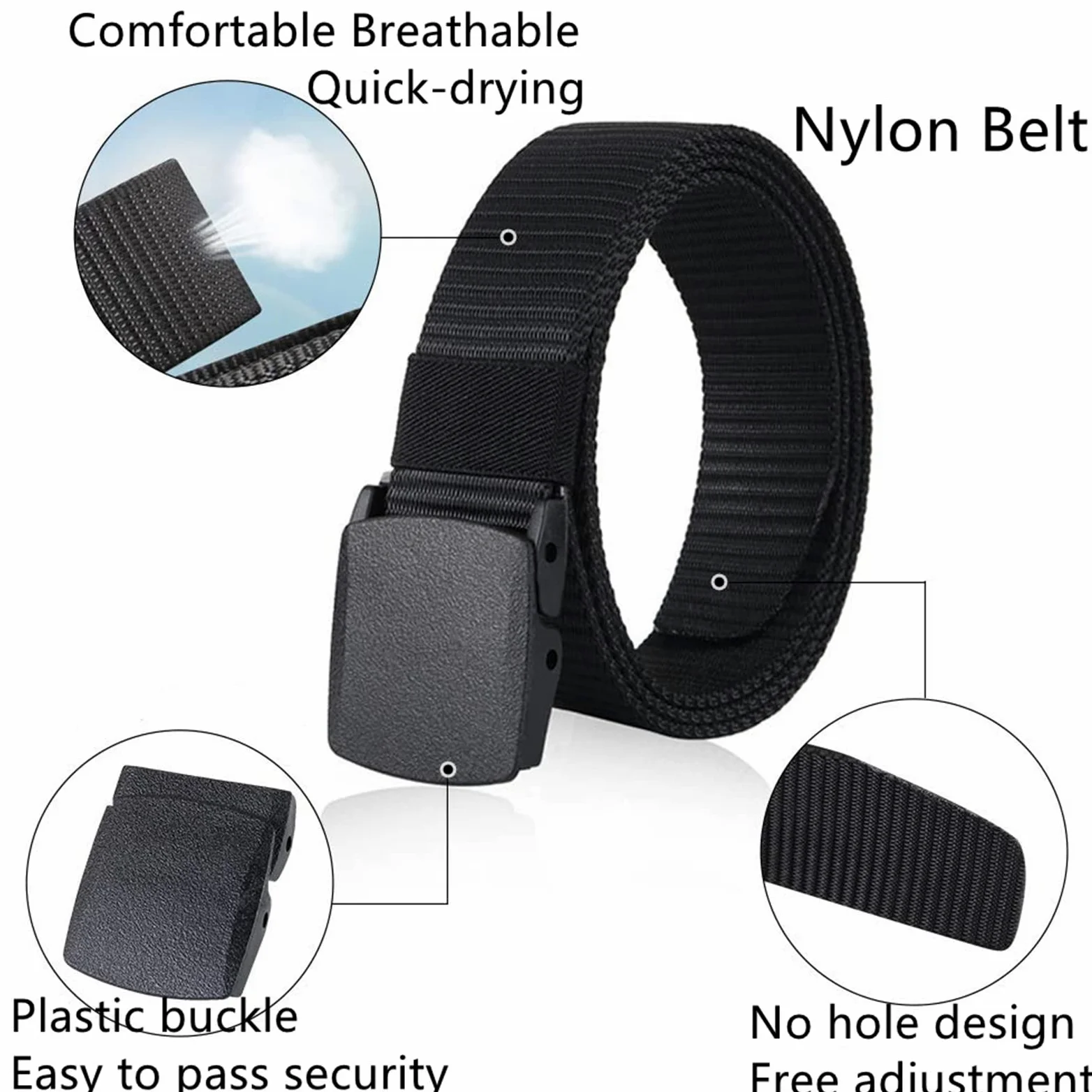 Nylonowy pas biodrowy Męski regulowany pas taktyczny z szybkozłączką Plus rozmiar Nylon Oddychający taktyczny wojskowy męski pasek roboczy z plastikową klamrą, 2 szt(Coffee,Length 170CM/67")
