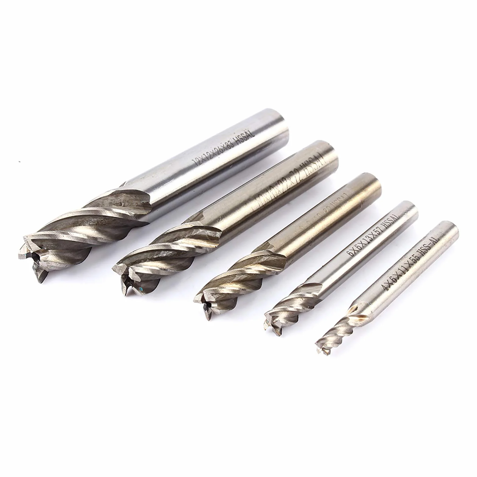 Frez, 12mm Stal Szybkotnąca 4 Flet Prosty Wiertło Tnące Bit Shank Power Frezarka Węglik Spiekany Upcut CNC Frezy Tiain Powlekane