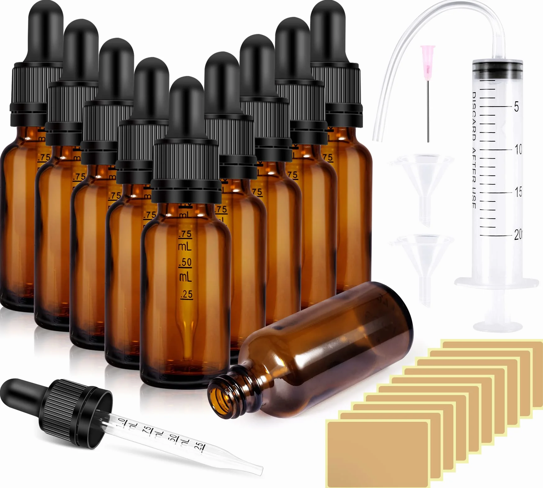Butelka z pipetą 10 ml szklana brązowa 10 szt.