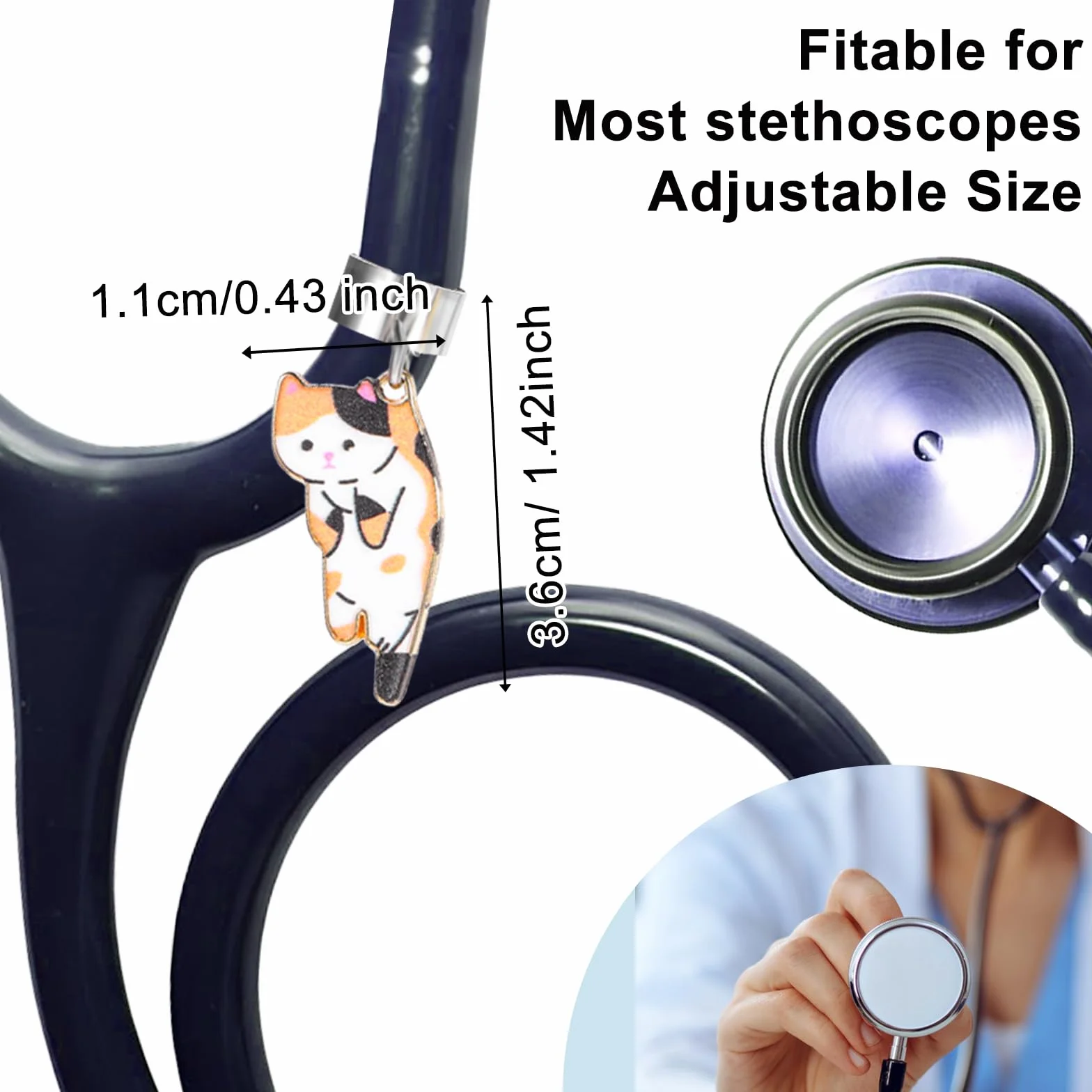 Gjinxi Zawieszka do stetoskopu dla kota, dla pielęgniarki, uroczy, regulowany, stetoskop, akcesoria, pasuje do MDF Littmann, prezent dla lekarza, pielęgniarki, studentów pielęgniarstwa, ukończenia