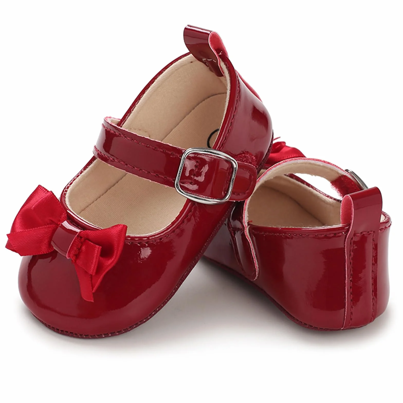 MASOCIO Buty Mary Jane dla dziewczynek antypoślizgowe Czerwony 2 6-12 Miesiące