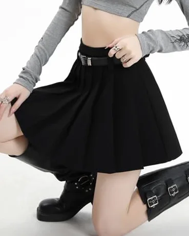 Damskie Letnie W Jednolitym Kolorze Z Wysokim Stanem Casual College Style Plisowana SpóDnica A Line