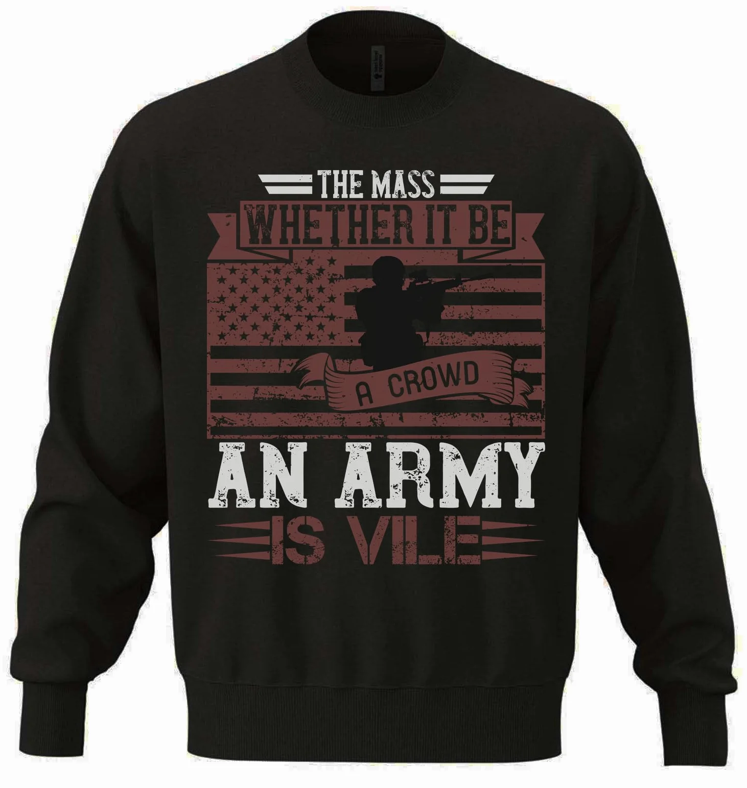'The Mass Whether It Be A Crowd An Army Is Vile' unisex bluza oversize mieszanka bawełny ciężka bluza czarna