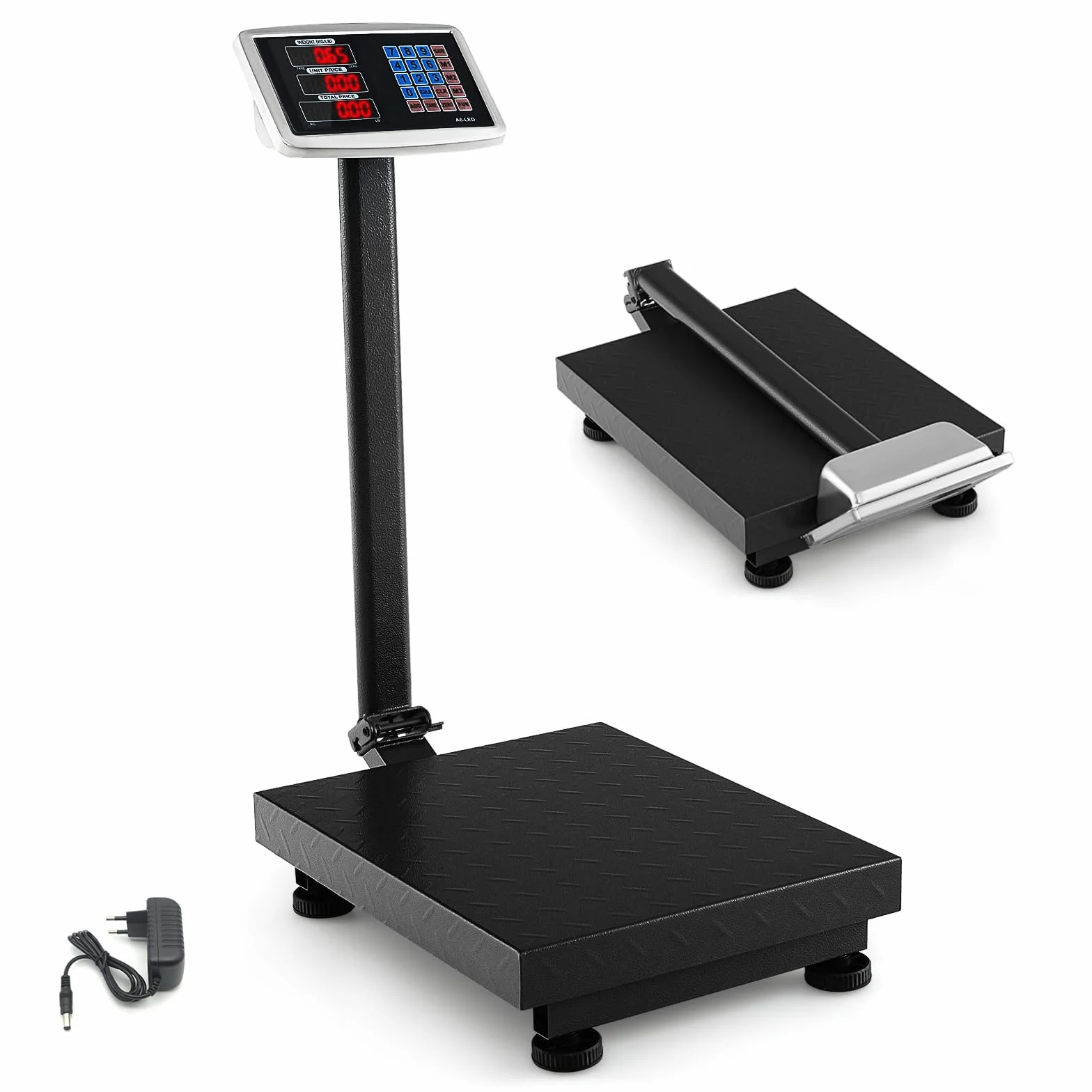 COSTWAY Cyfrowa waga platformowa 300 kg/50 g, waga paczek z kalkulatorem cen LB/kg, wielofunkcyjna waga sklepowa, komercyjna waga cyfrowa do bagażu, wysyłka