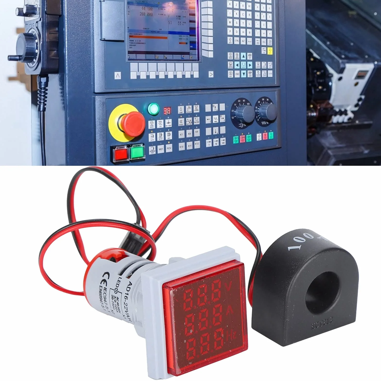 Wskaźnik sygnału prądu Uniwersalna lampa kwadratowa z 3 wyświetlaczami 60~500V AC AD16-22VAH(czerwony)