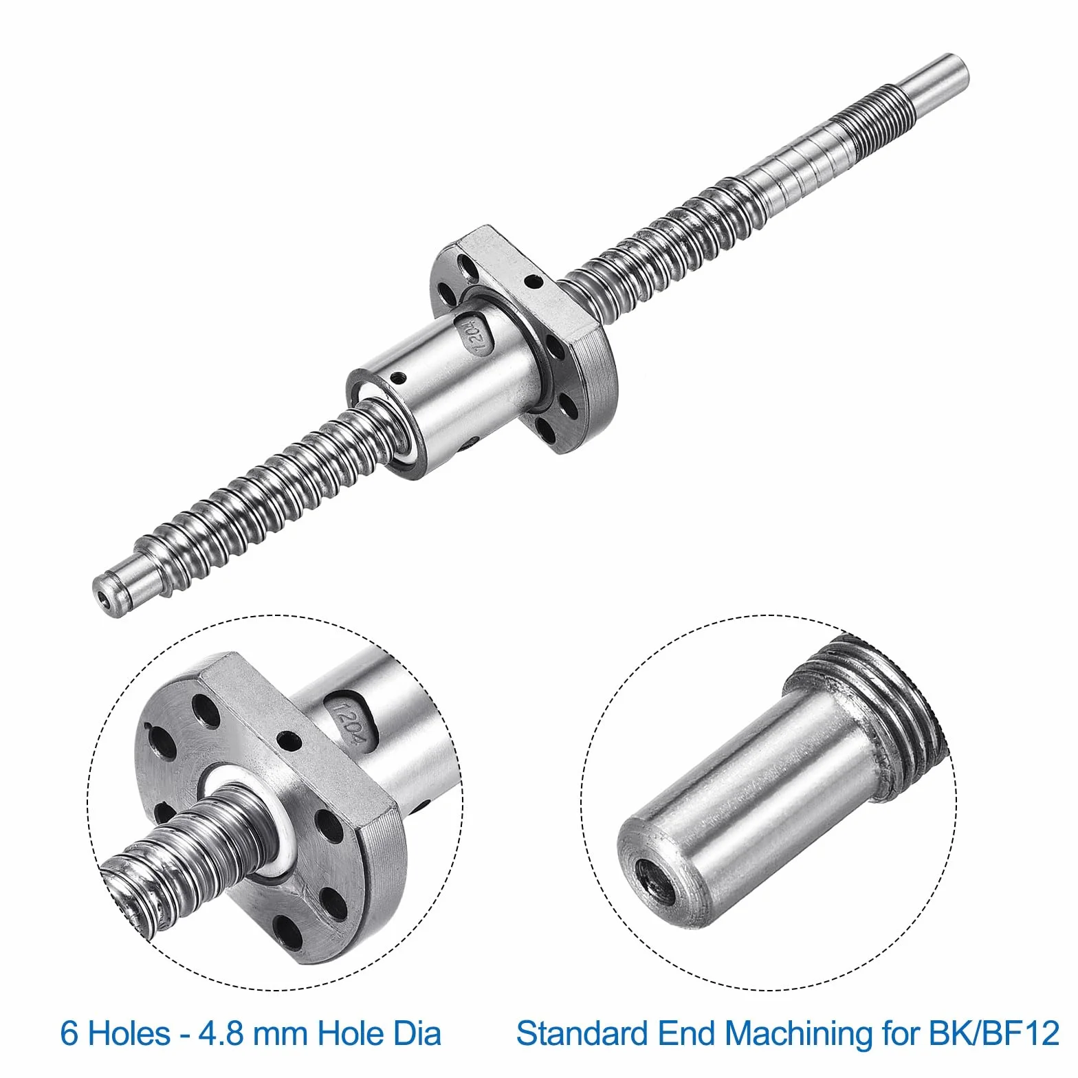 QUARKZMAN BallScrew SFU1204 (średnica 12 mm, nachylenie 4 mm, długość 200 mm) z nakrętką z gwintem kulowym Anti-Backlash, zestaw śrub z gwintem kulowym, standardowe wykończenie części maszyn CNC BK