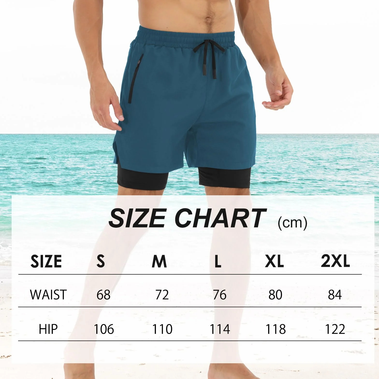 Spodnie Cortos Hombre Deporte Pantalon Cortos 2 w 1 Secado Rápido para Running Fitness Gym